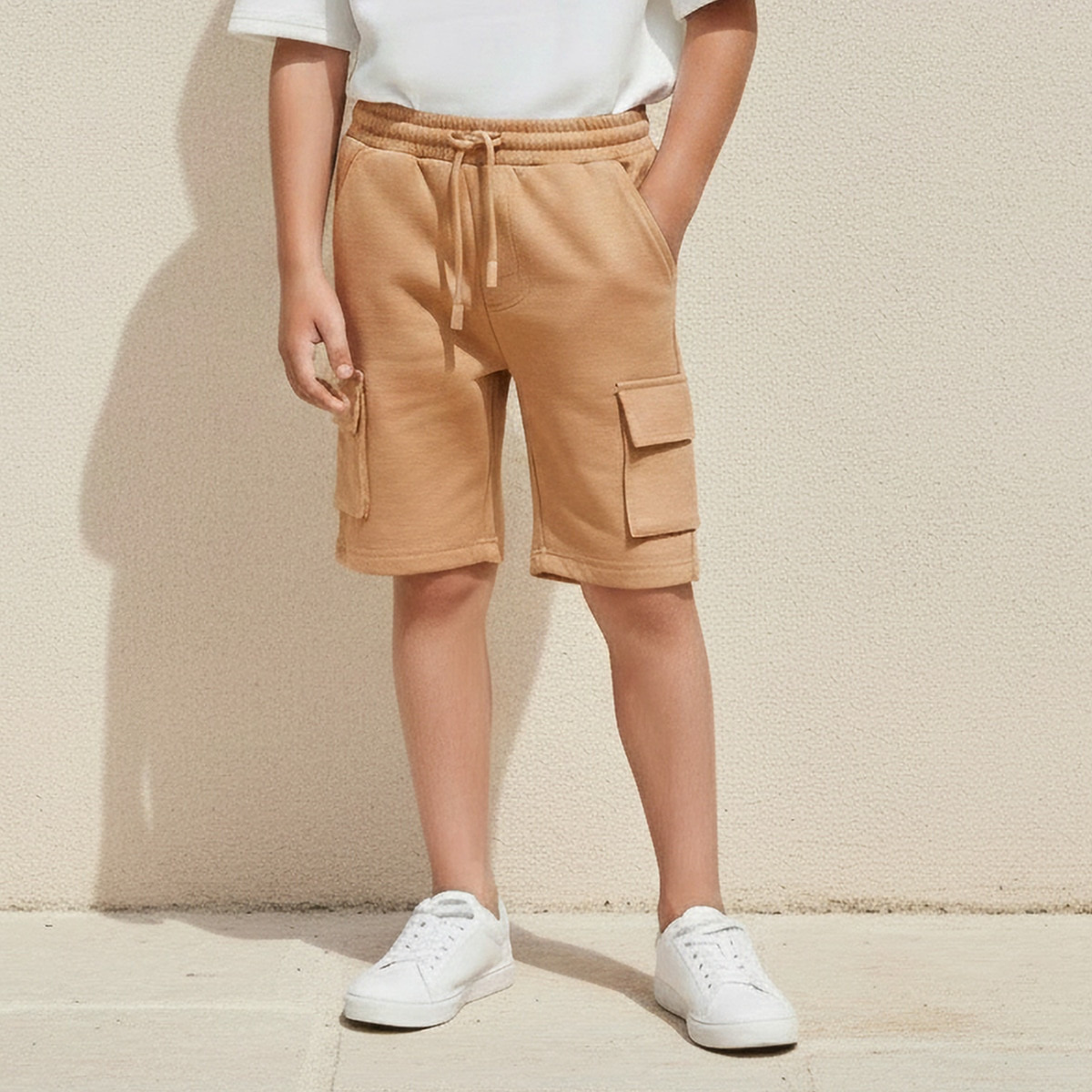 XYZ Knee Length Elasticated Drawstring Waist Cargo Shorts-boys-clothing-bottoms-shorts-image-1