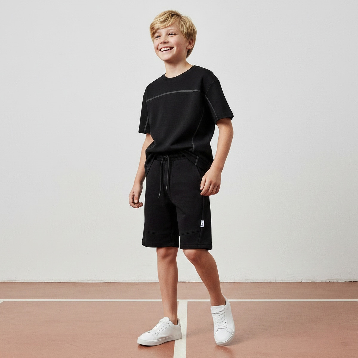 XYZ Knee Length Elasticated Drawstring Waist Cargo Shorts with Panelled Design-boys-clothing-bottoms-shorts-image-5