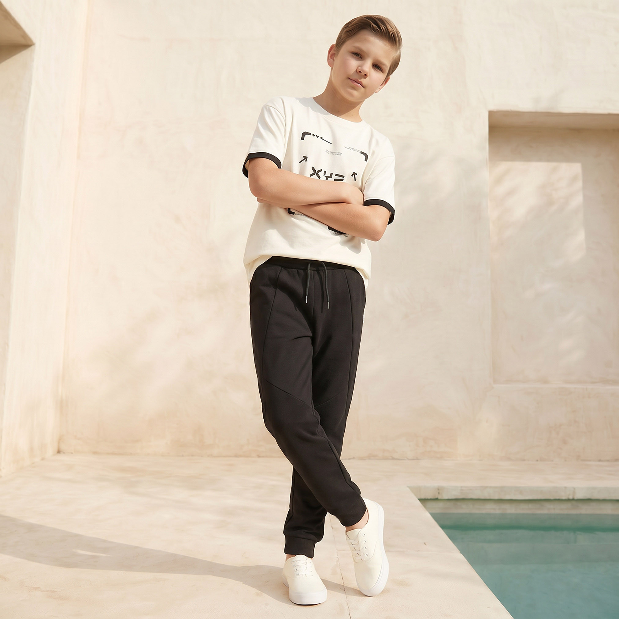 XYZ Elasticated Drawstring Waist Joggers with Panelled Design-boys-clothing-bottoms-joggersandtrackpants-image-5