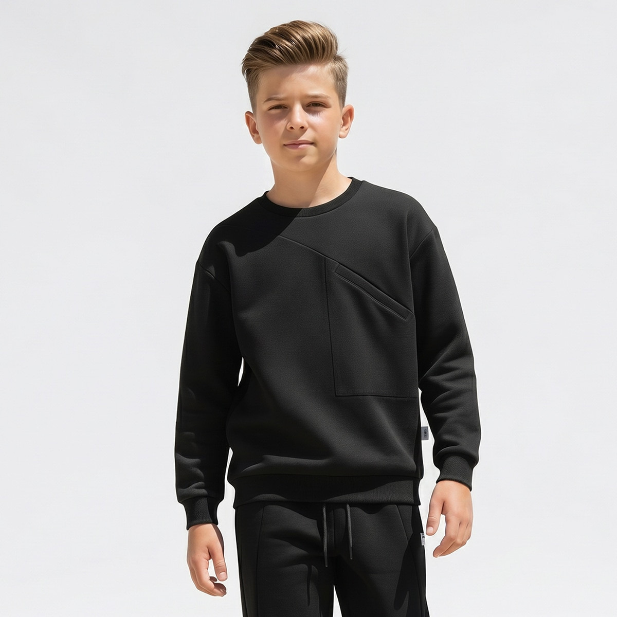 سويت شيرت بياقة ضيقة وتصميم ألواح من جونيورز-boys-clothing-winterwear-sweatshirts-image-1