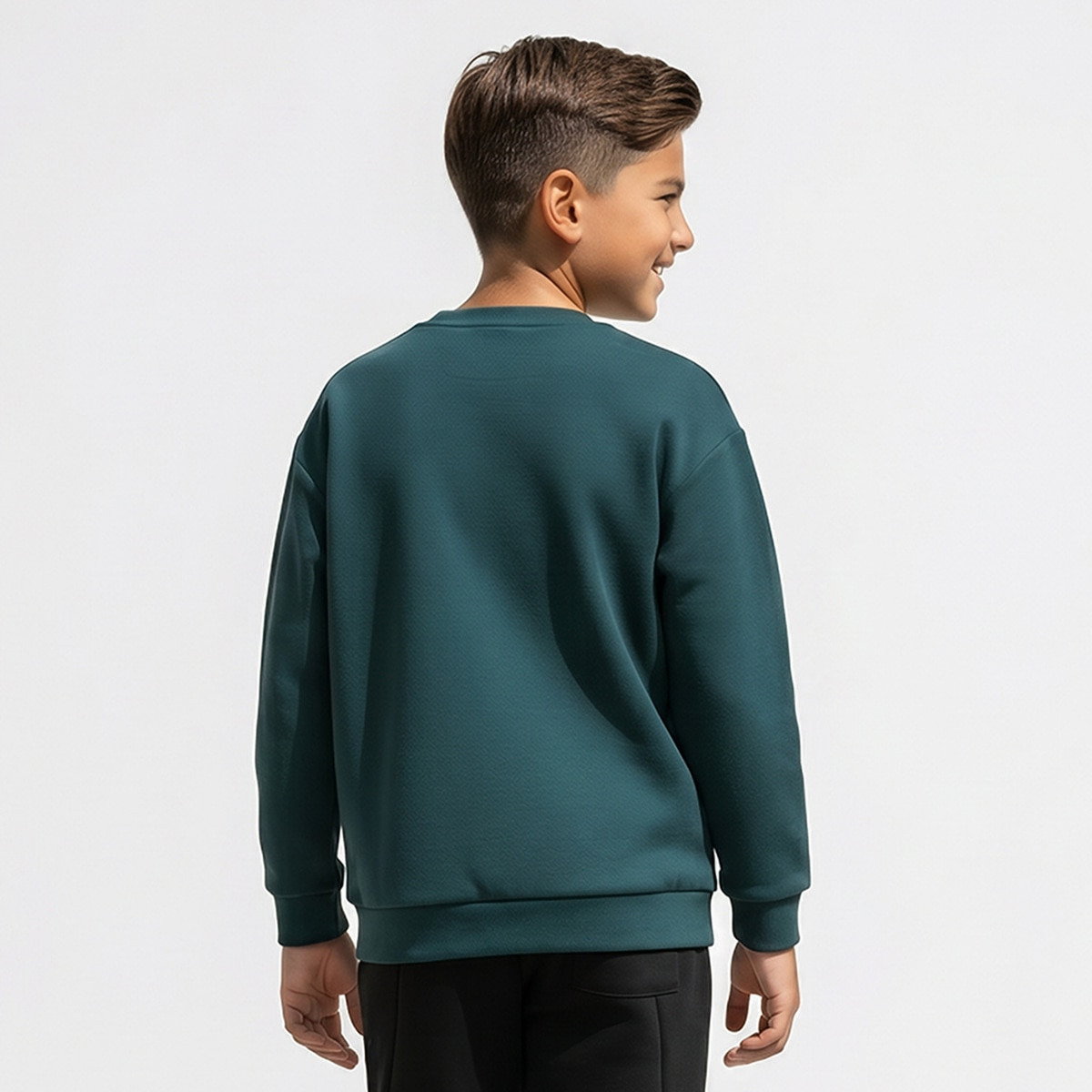 Juniors Crew Neck Sweatshirt with Panelled Design-boys-clothing-winterwear-sweatshirts-image-3