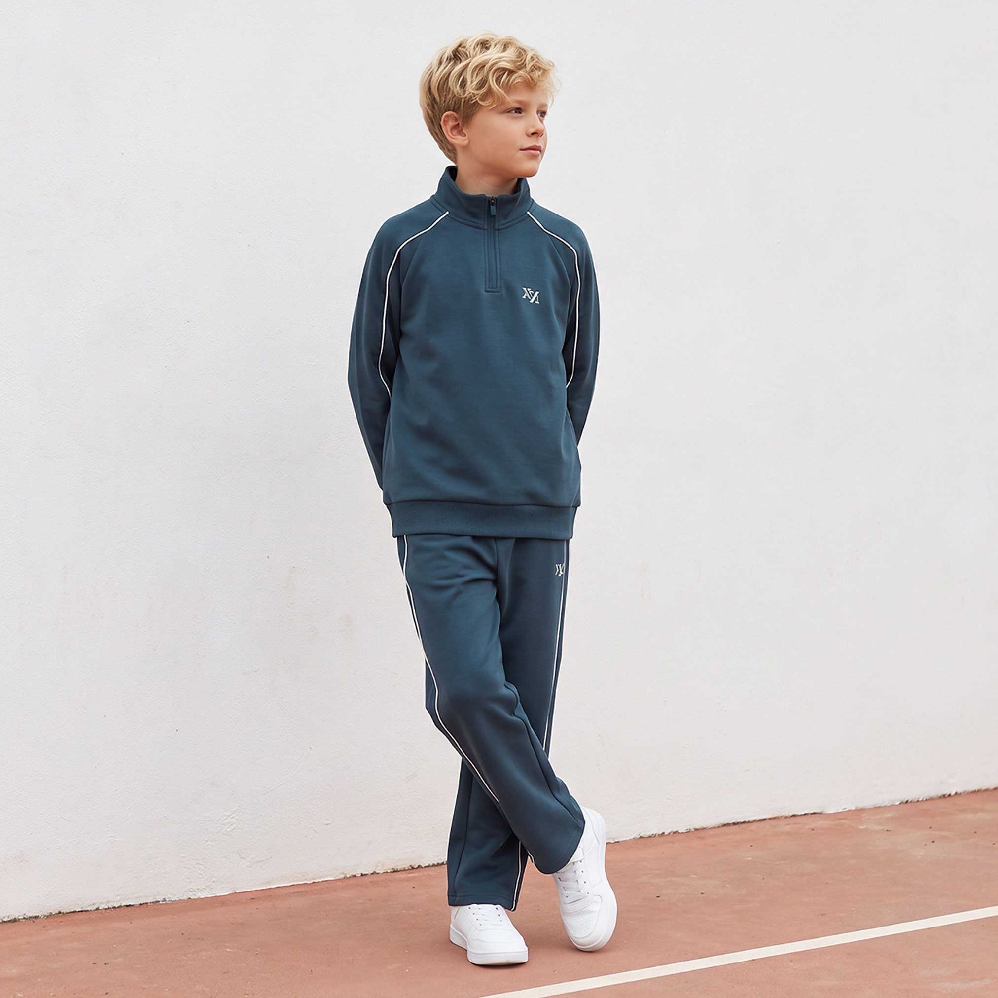 XYZ High Neck Long Sleeves Sweatshirt and Track Pants Set with Drawstring Closure-boys-clothing-setsandcoords-image-1