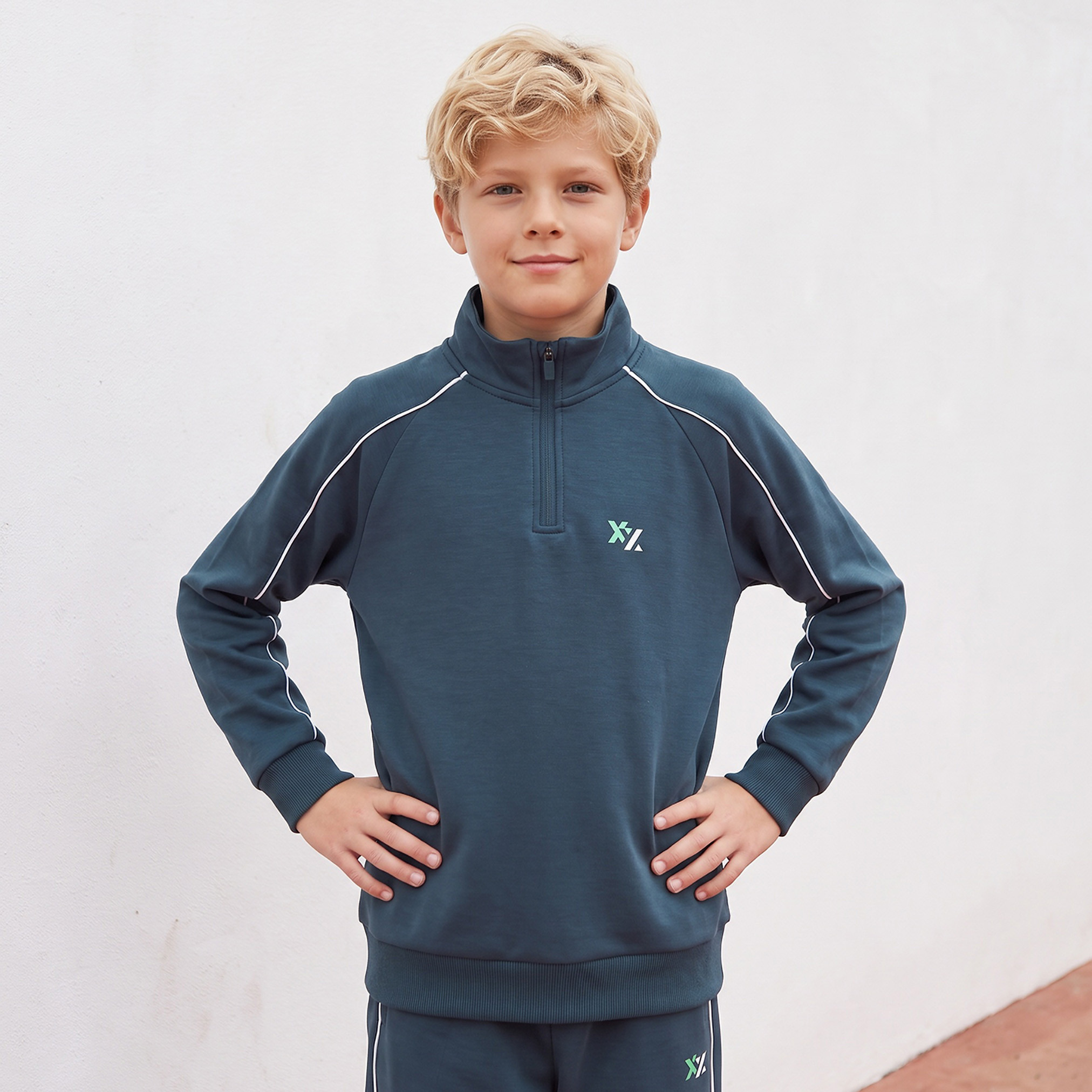 XYZ High Neck Long Sleeves Sweatshirt and Track Pants Set with Drawstring Closure-boys-clothing-setsandcoords-image-3