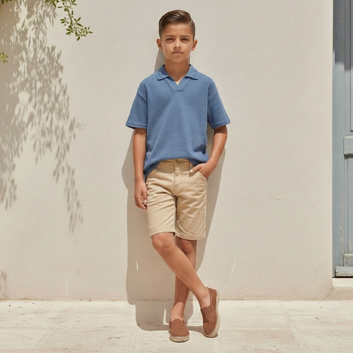 Collared Short Sleeves Polo T-shirt with Textured Design-boys-clothing-tshirtsandpolos-image-2