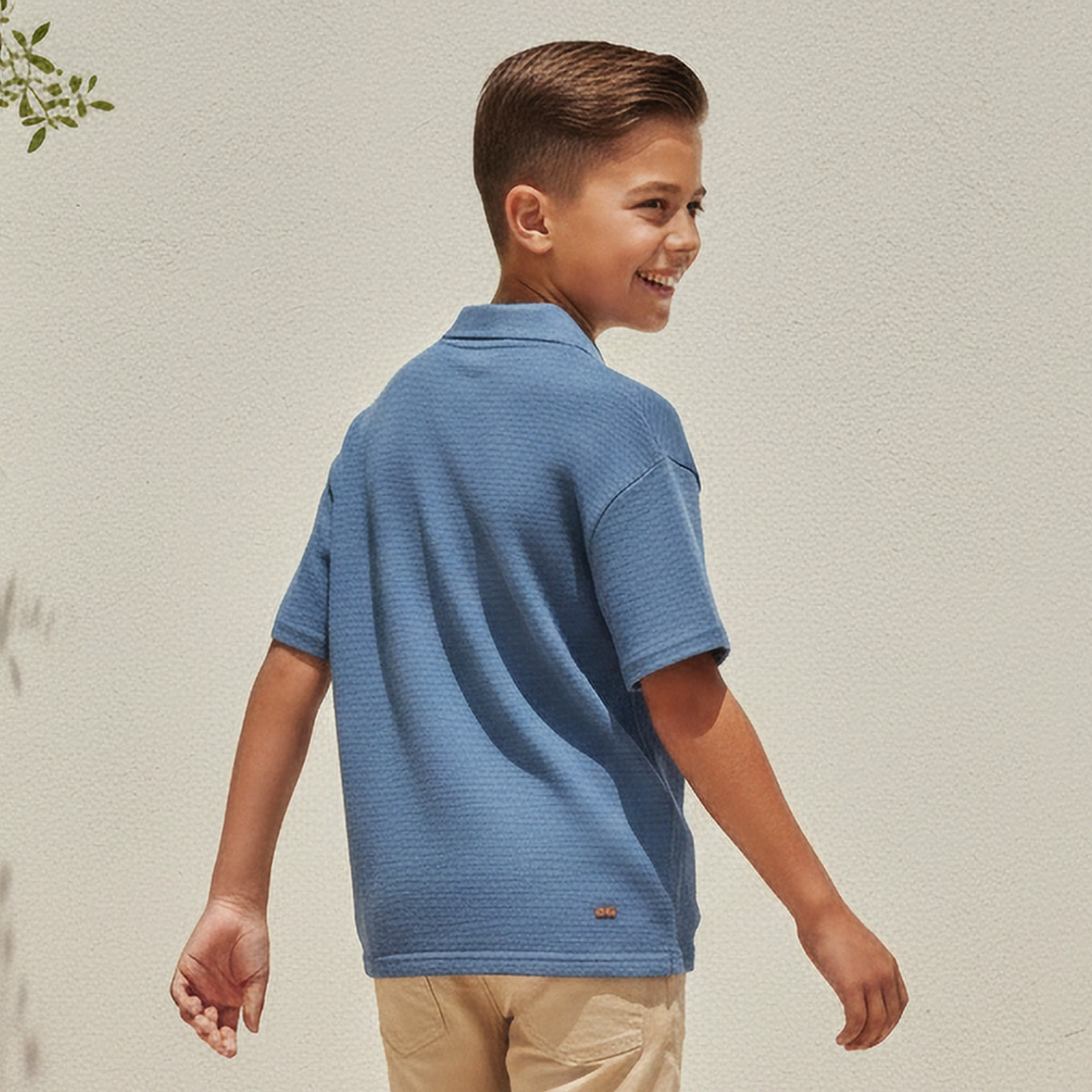Collared Short Sleeves Polo T-shirt with Textured Design-boys-clothing-tshirtsandpolos-image-3