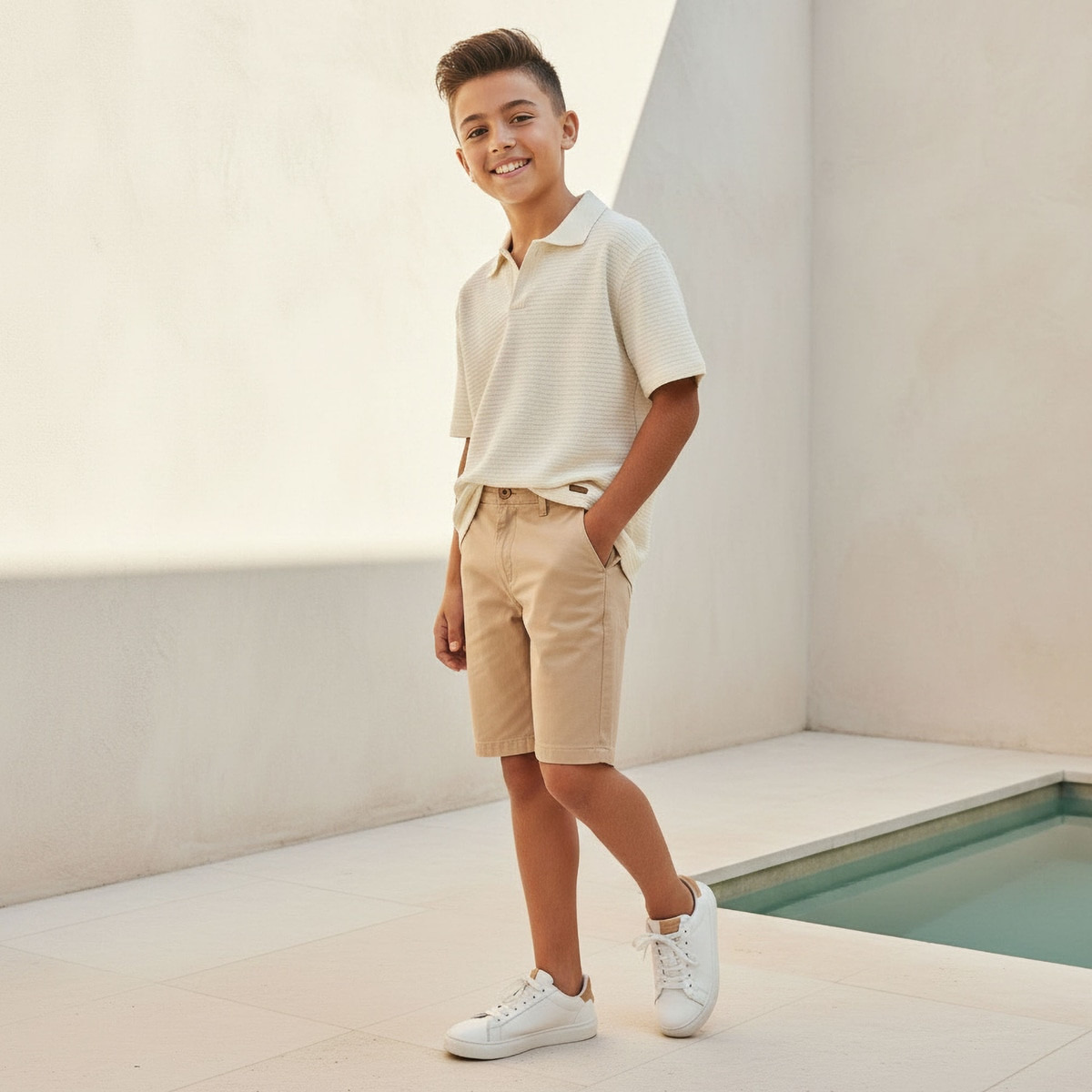 Eligo Johnny Collar Short Sleeves T-shirt with Textured Design-boys-clothing-tshirtsandpolos-image-2