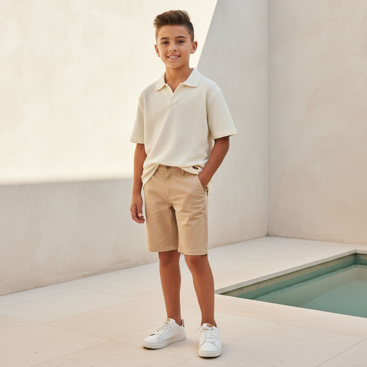 Eligo Johnny Collar Short Sleeves T-shirt with Textured Design-boys-clothing-tshirtsandpolos-image-5