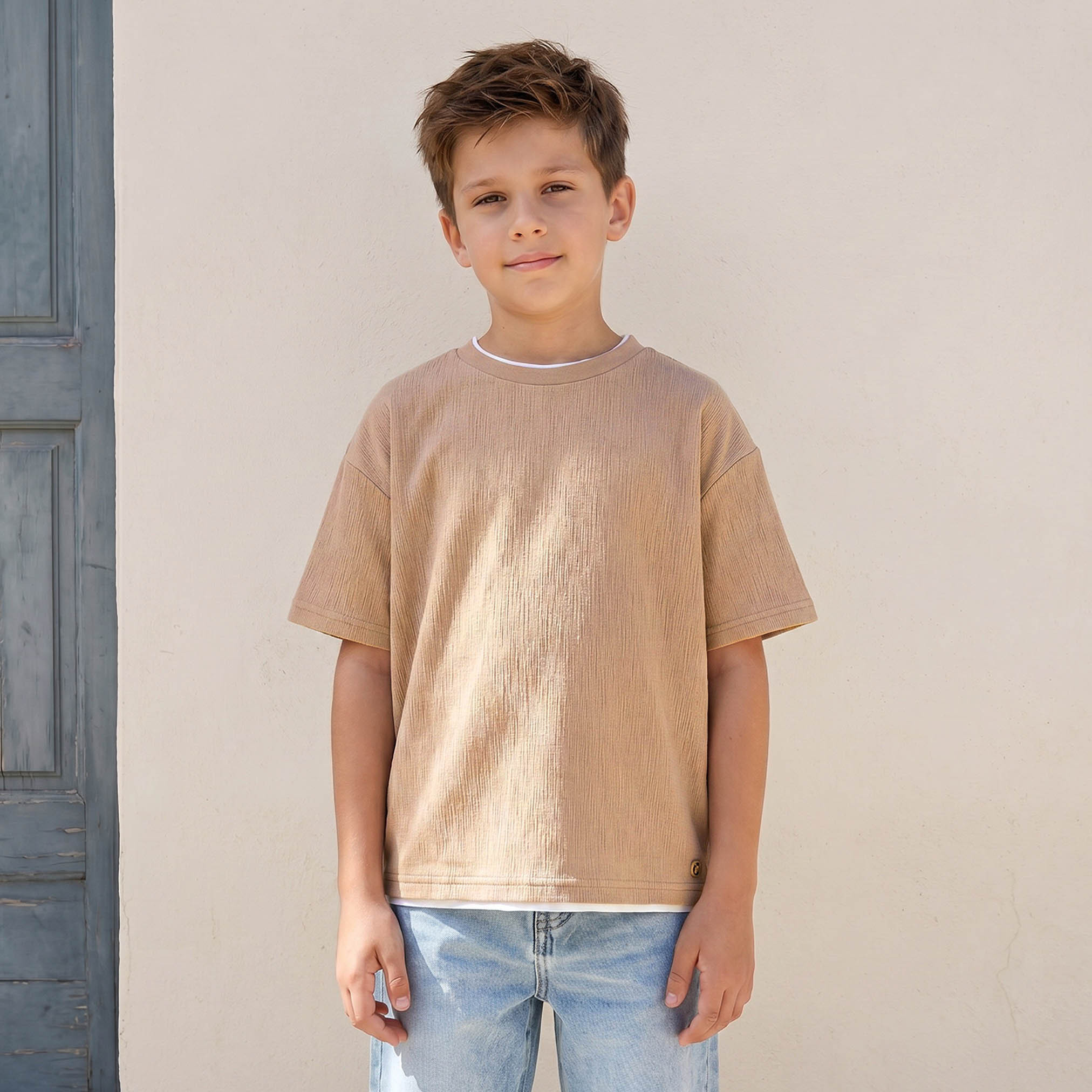 Eligo Crew Neck Short Sleeves T-shirt with Textured Design-boys-clothing-tshirtsandpolos-image-1