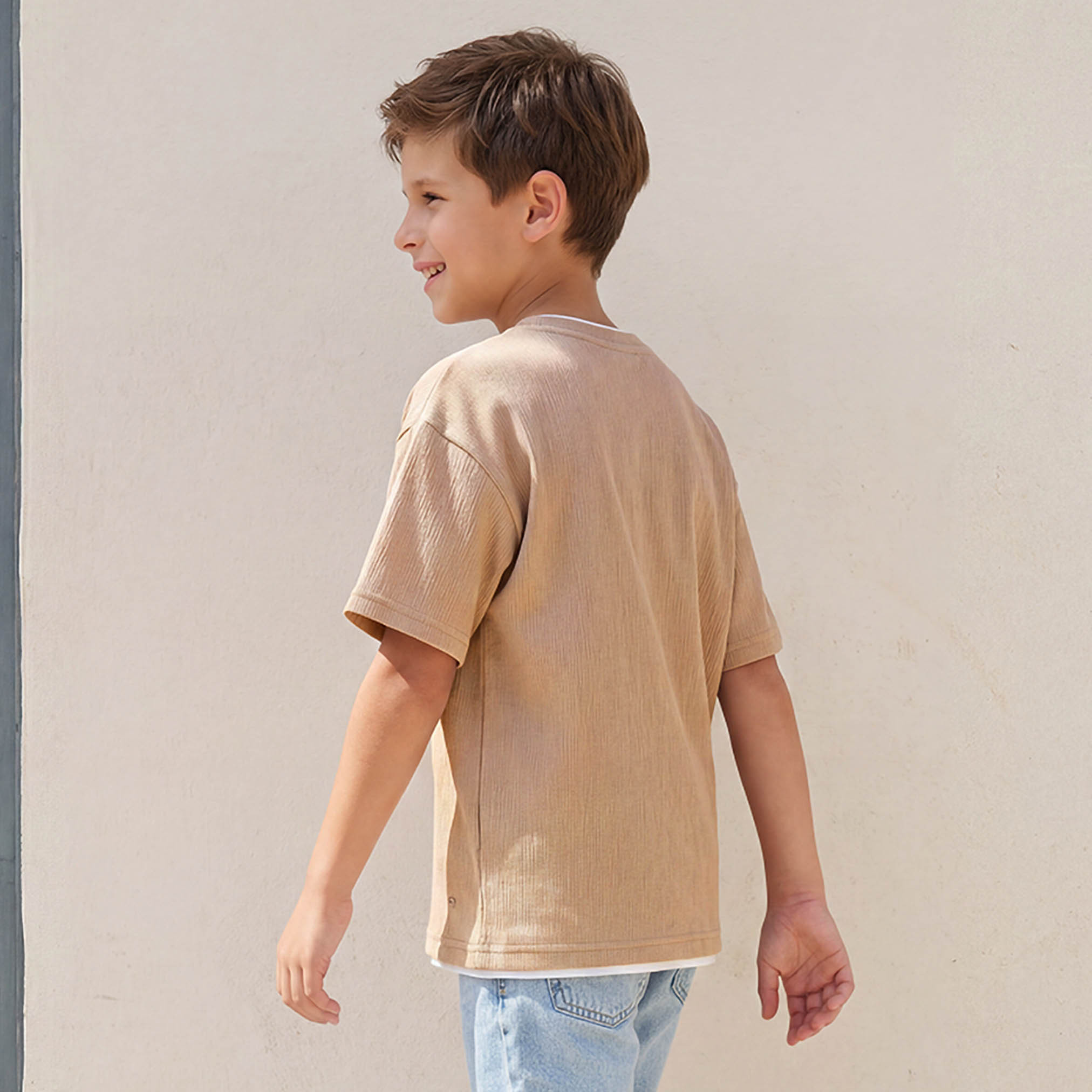 Eligo Crew Neck Short Sleeves T-shirt with Textured Design-boys-clothing-tshirtsandpolos-image-3