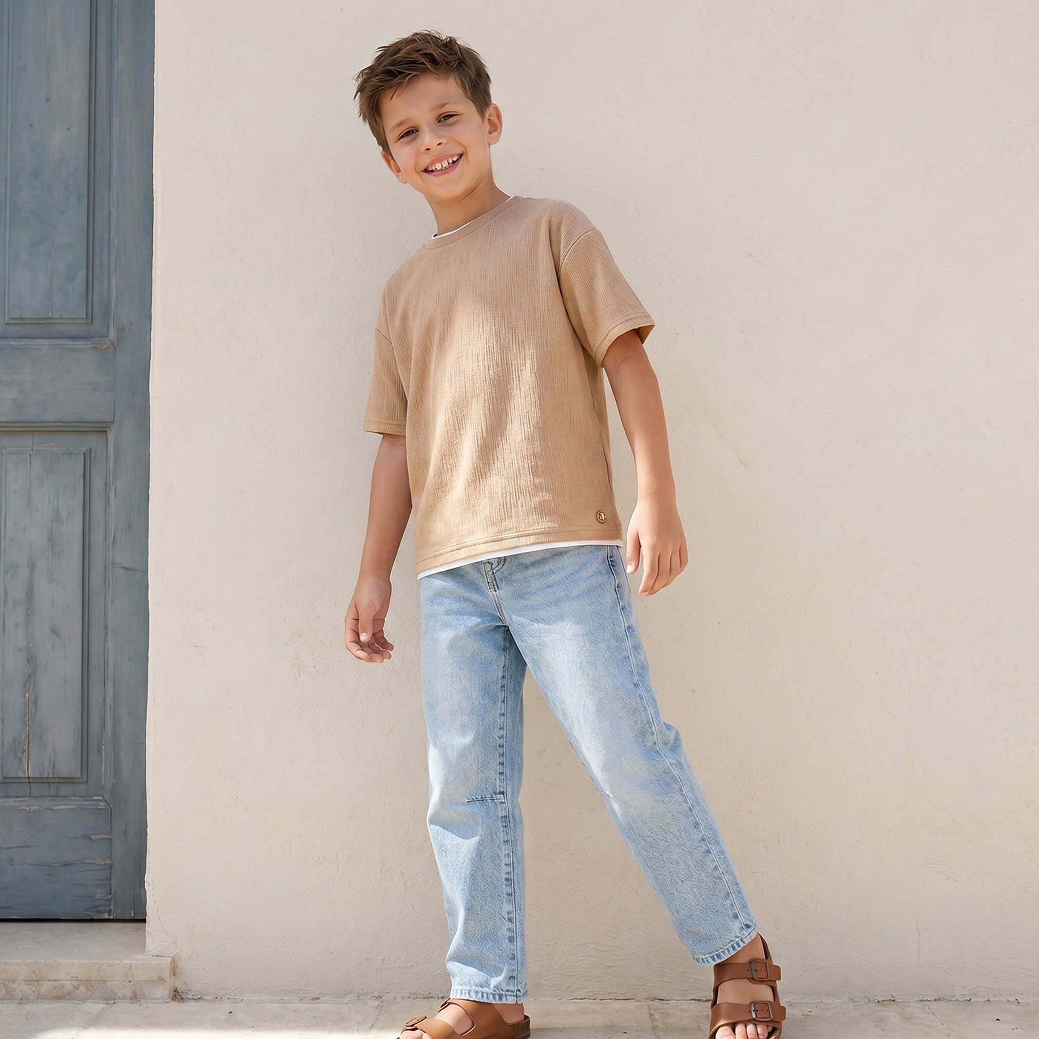Eligo Crew Neck Short Sleeves T-shirt with Textured Design-boys-clothing-tshirtsandpolos-image-5