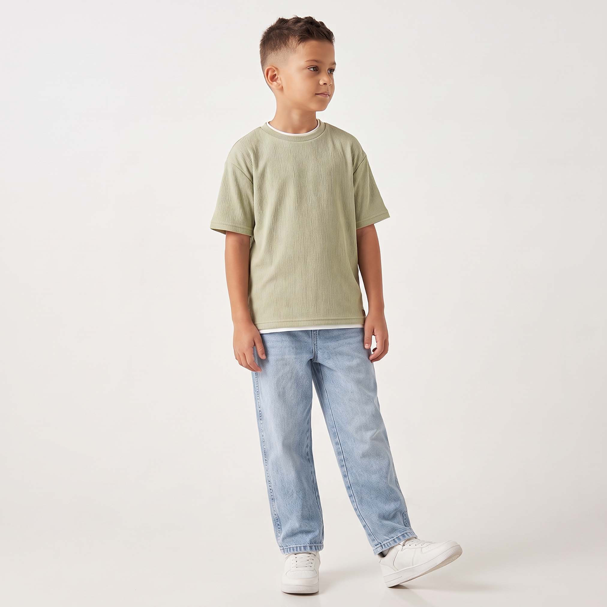 تيشيرت بارز الملمس بأكمام قصيرة وياقة ضيقة من إليجو-boys-clothing-tshirtsandpolos-image-5