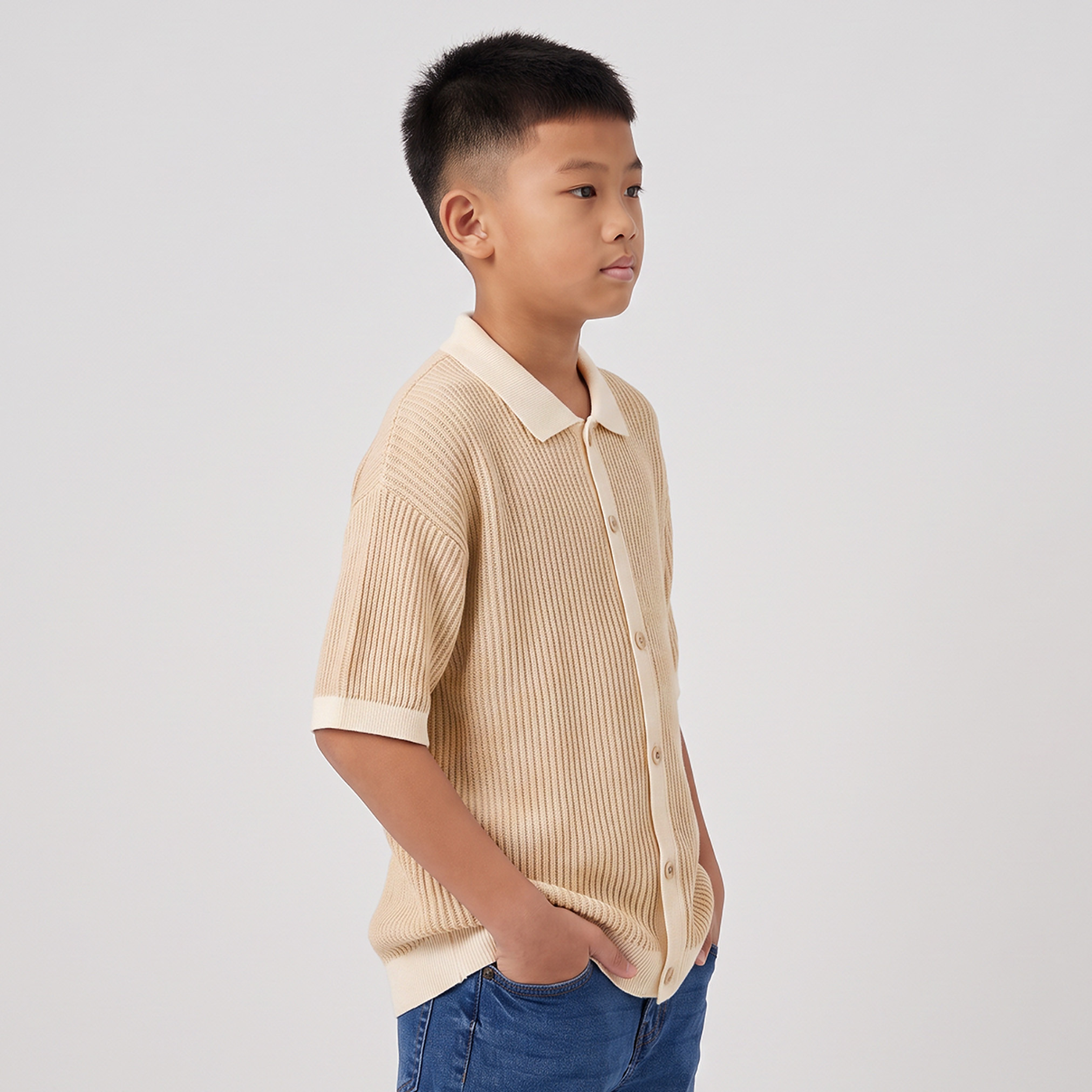 Eligo Short Sleeves Shirt with Knitted Texture-boys-clothing-shirts-image-1
