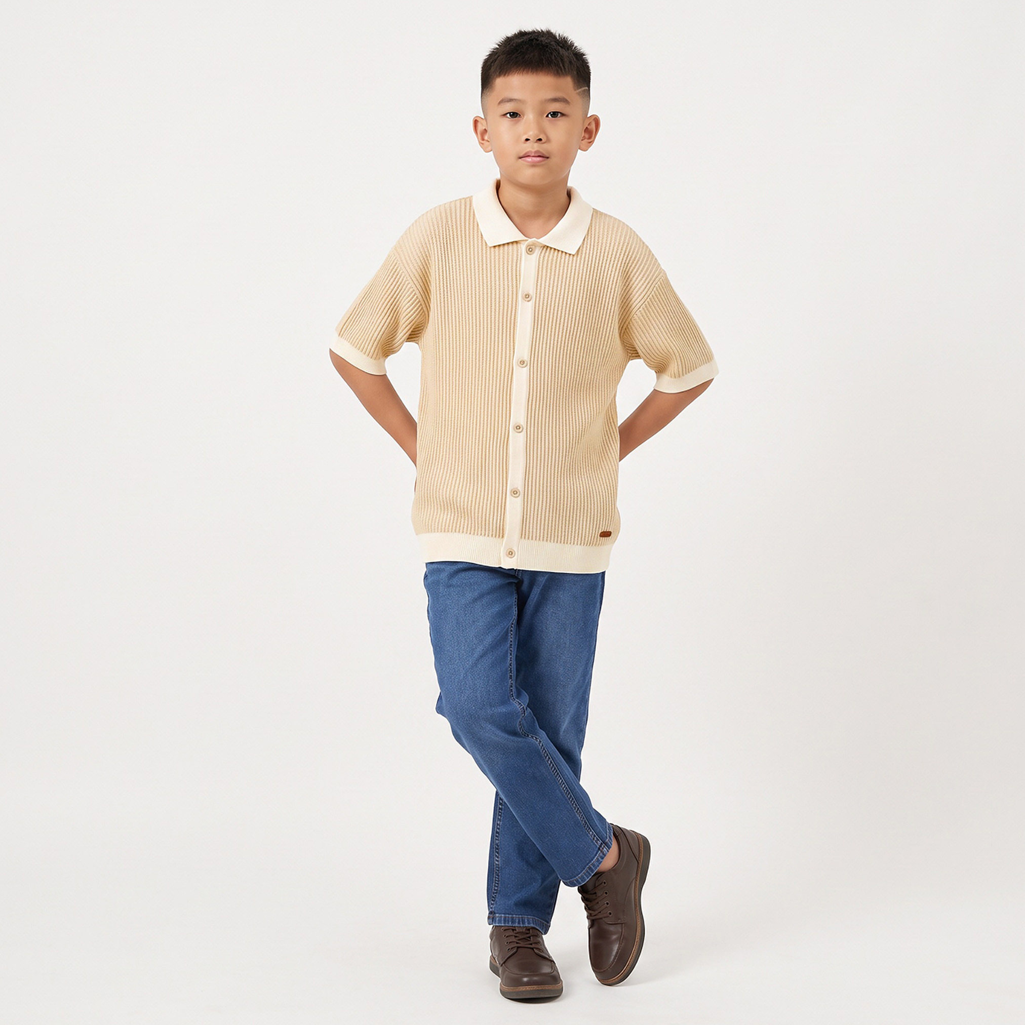 Eligo Short Sleeves Shirt with Knitted Texture-boys-clothing-shirts-image-3