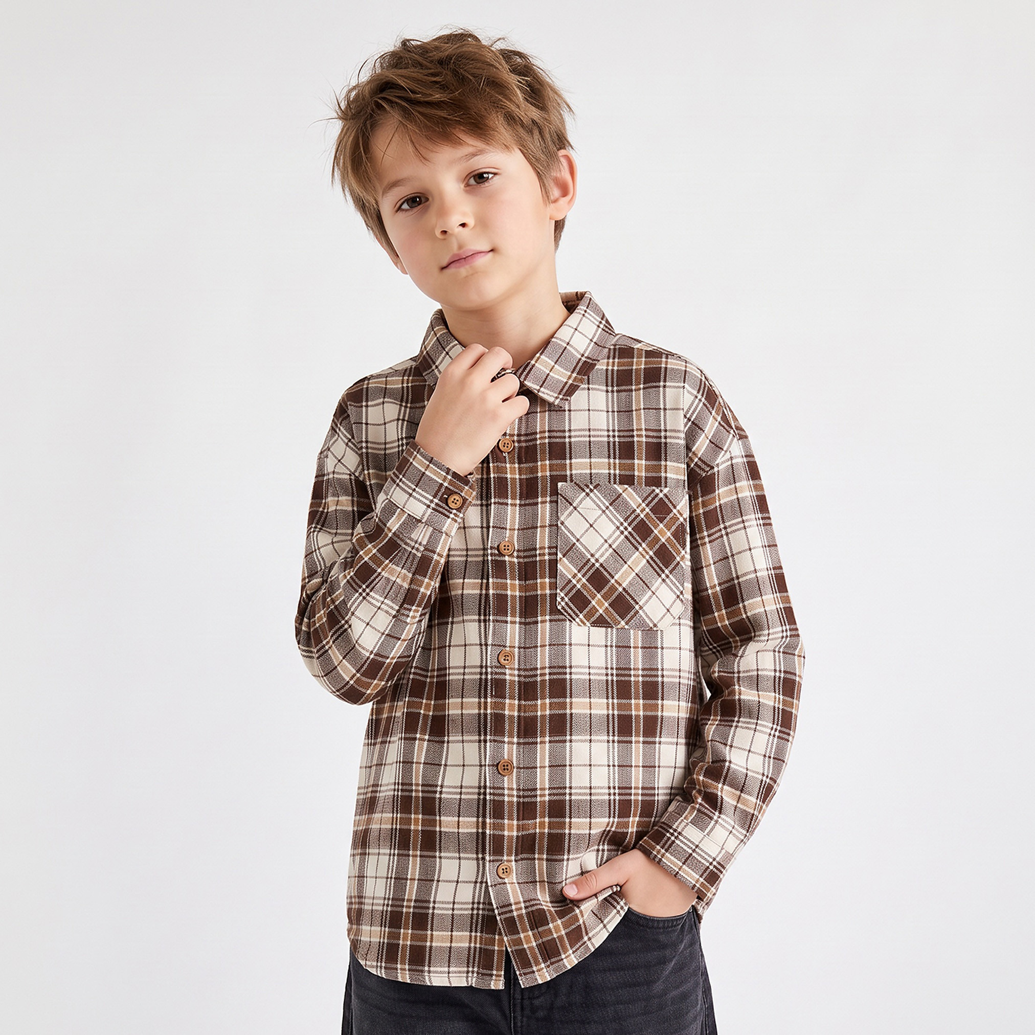 قميص بأكمام طويلة بطبعات مربعات من إليجو-boys-clothing-shirts-image-1