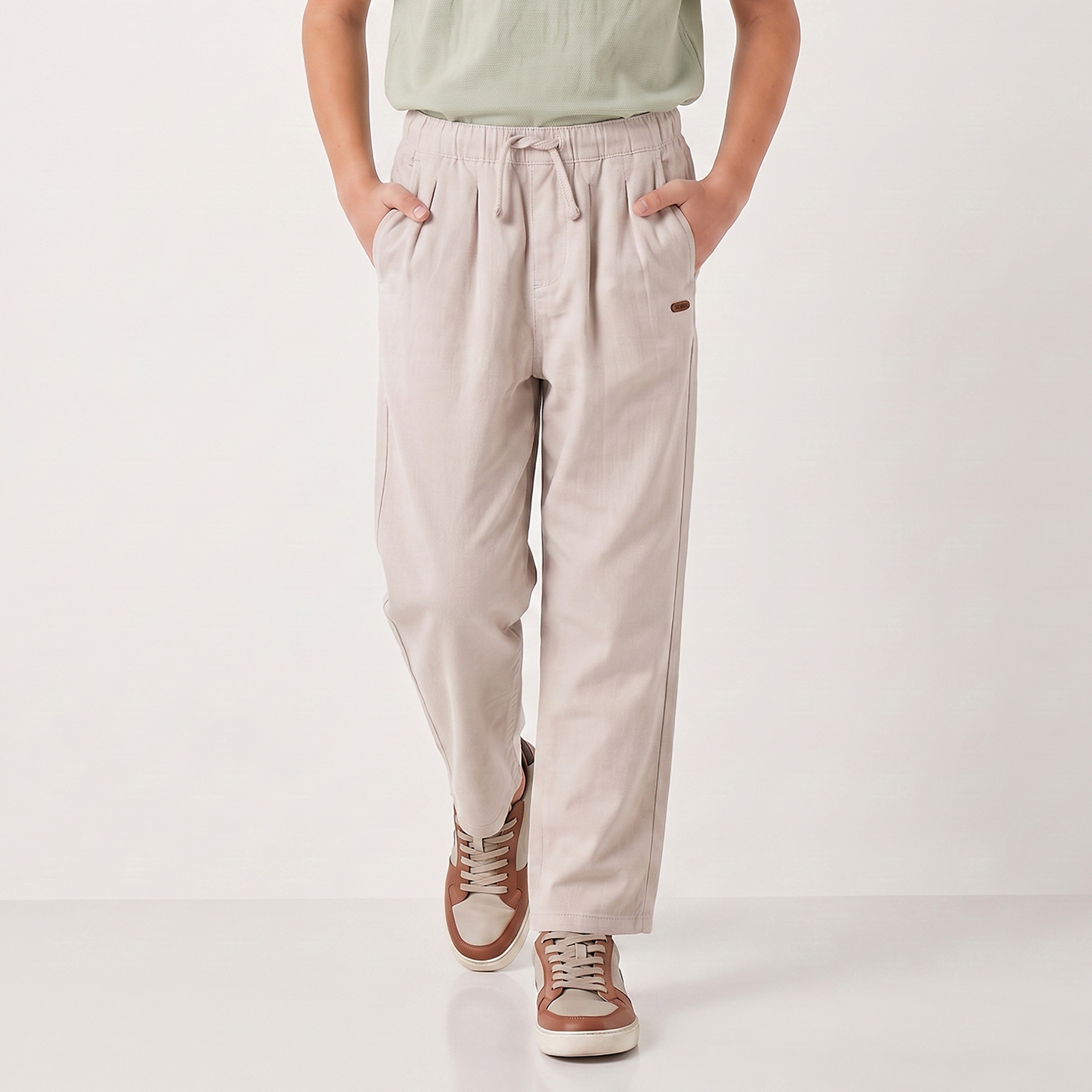 Eligo Regular Fit Trousers with Pockets, Drawstring Waist-boys-clothing-bottoms-trousers-image-1