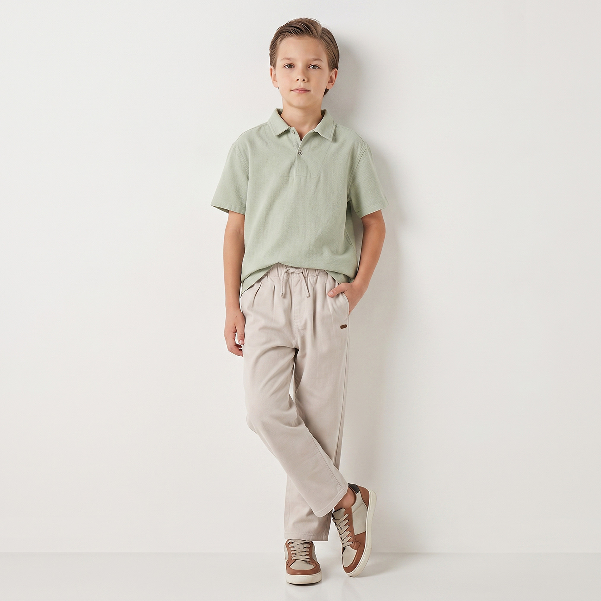 Eligo Regular Fit Trousers with Pockets, Drawstring Waist-boys-clothing-bottoms-trousers-image-2