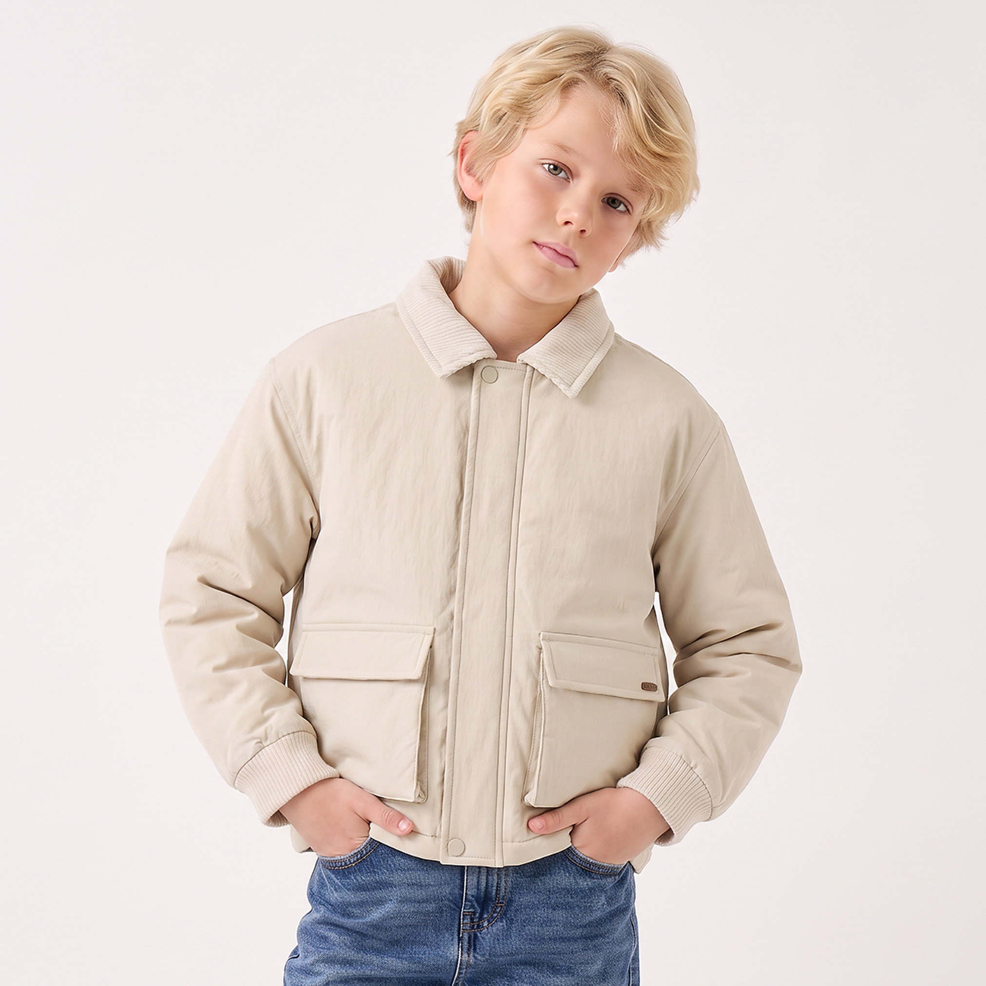 Eligo Collared Long Sleeves Bomber Jacket with Zip Closure-boys-clothing-jacketsandcoats-image-1