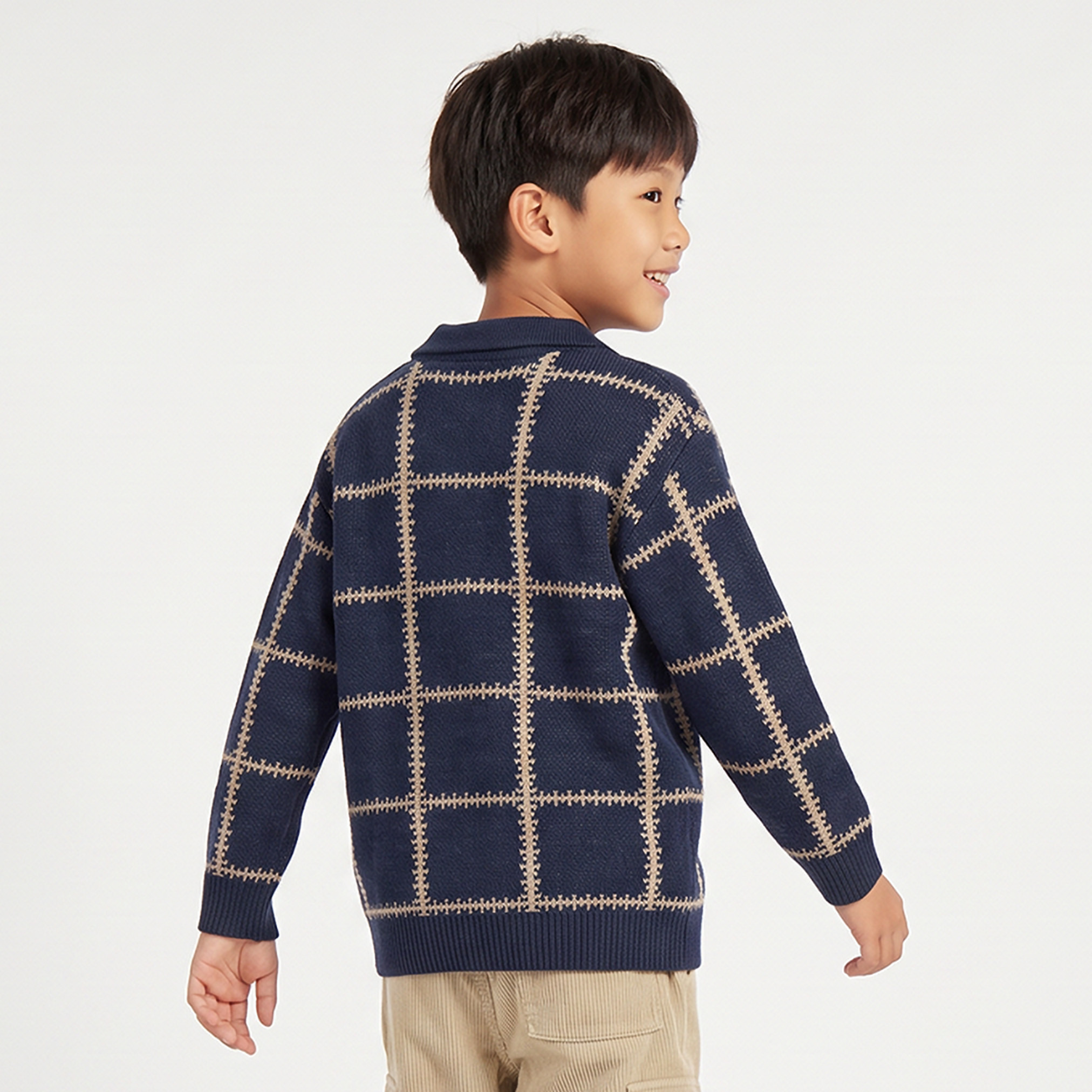 Eligo Checked Cardigan with Long Sleeves-boys-clothing-jumpersandcardigans-image-2