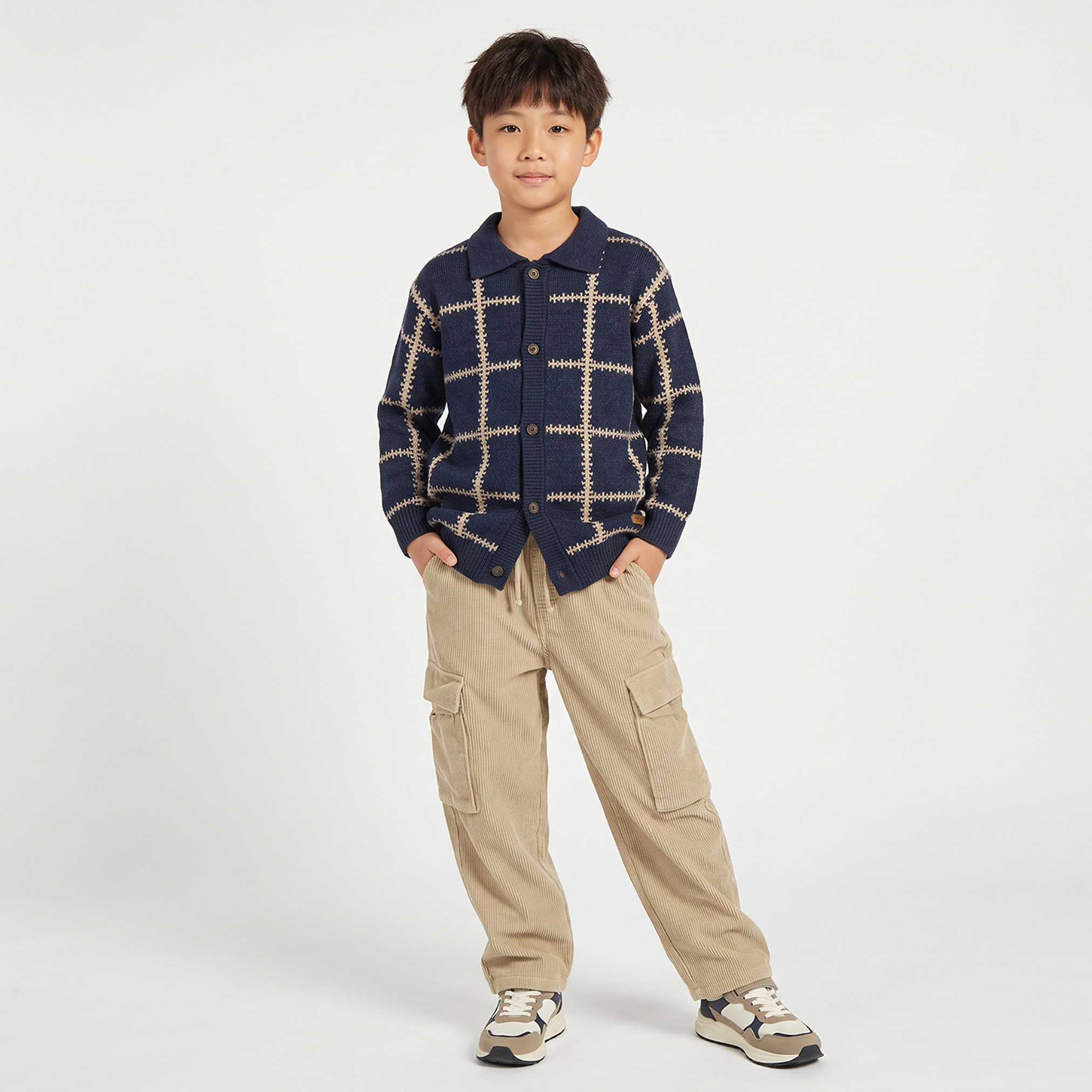 Eligo Checked Cardigan with Long Sleeves-boys-clothing-jumpersandcardigans-image-3