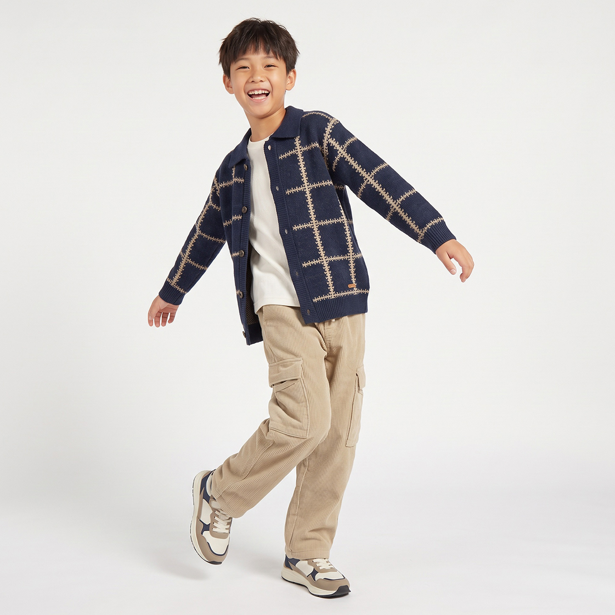 Eligo Checked Cardigan with Long Sleeves-boys-clothing-jumpersandcardigans-image-5