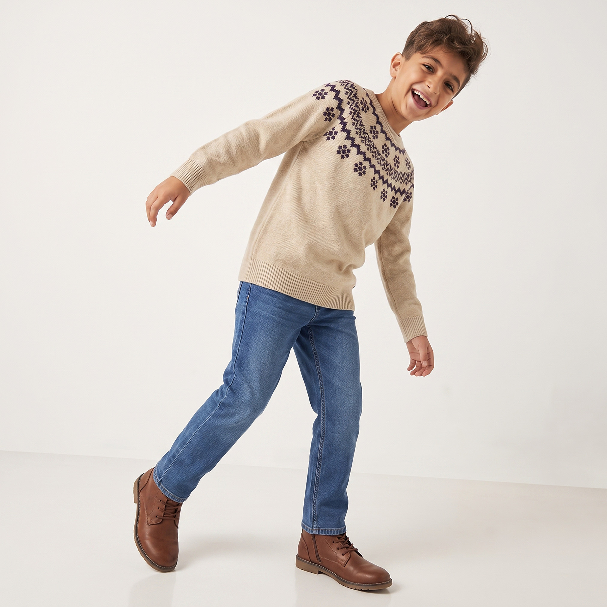 كنزة محبوكة بأكمام طويلة وبنقشة فير آيل من إليجو-boys-clothing-jumpersandcardigans-image-5