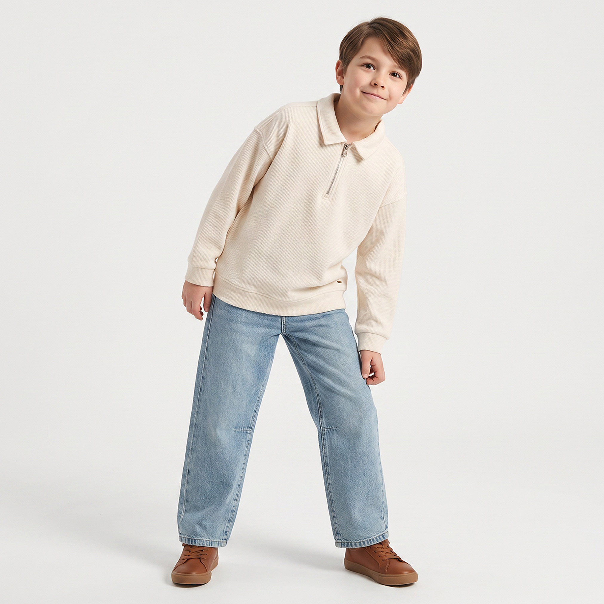 Eligo Collared Sweatshirt with Zip Closure-boys-clothing-winterwear-sweatshirts-image-2
