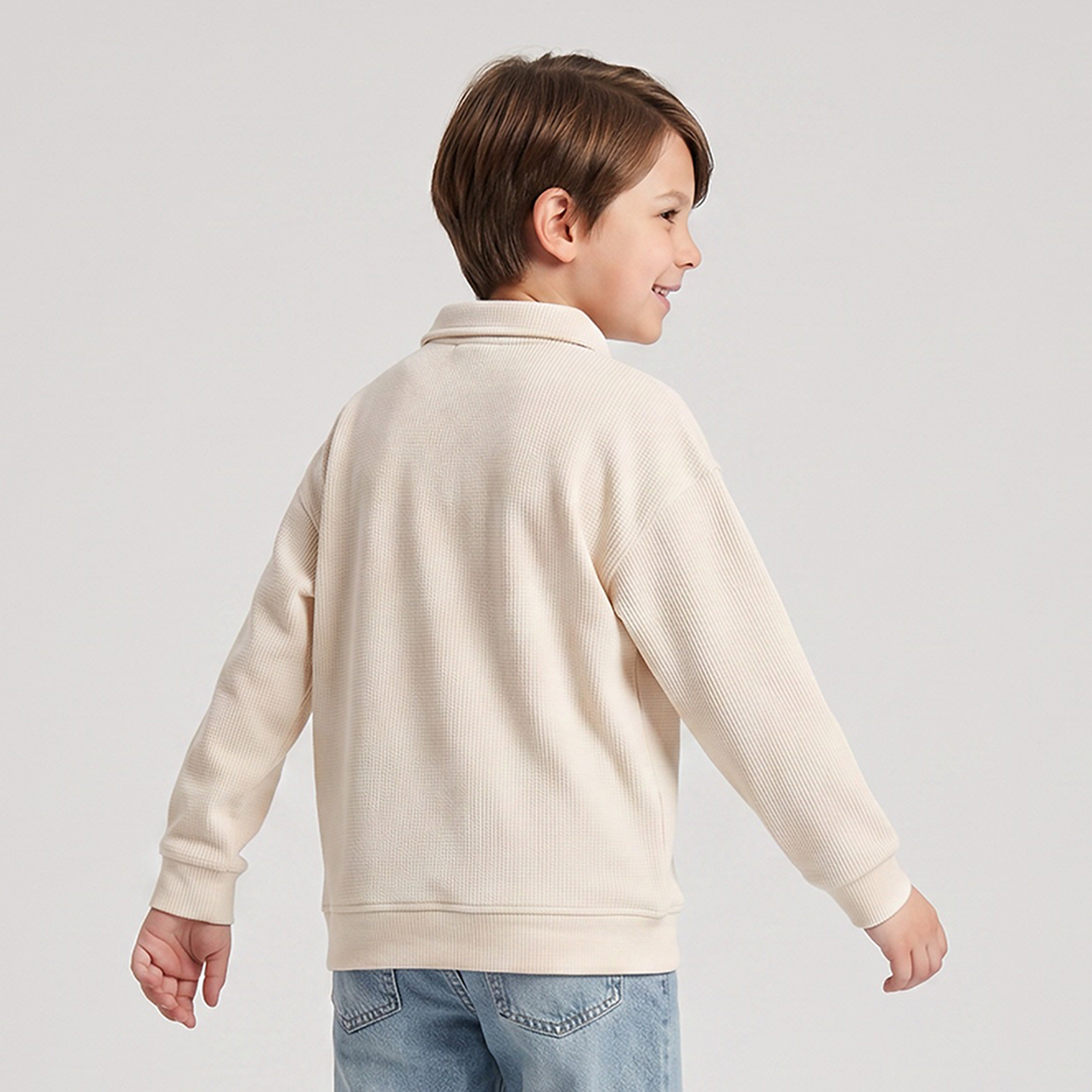 Eligo Collared Sweatshirt with Zip Closure-boys-clothing-winterwear-sweatshirts-image-3