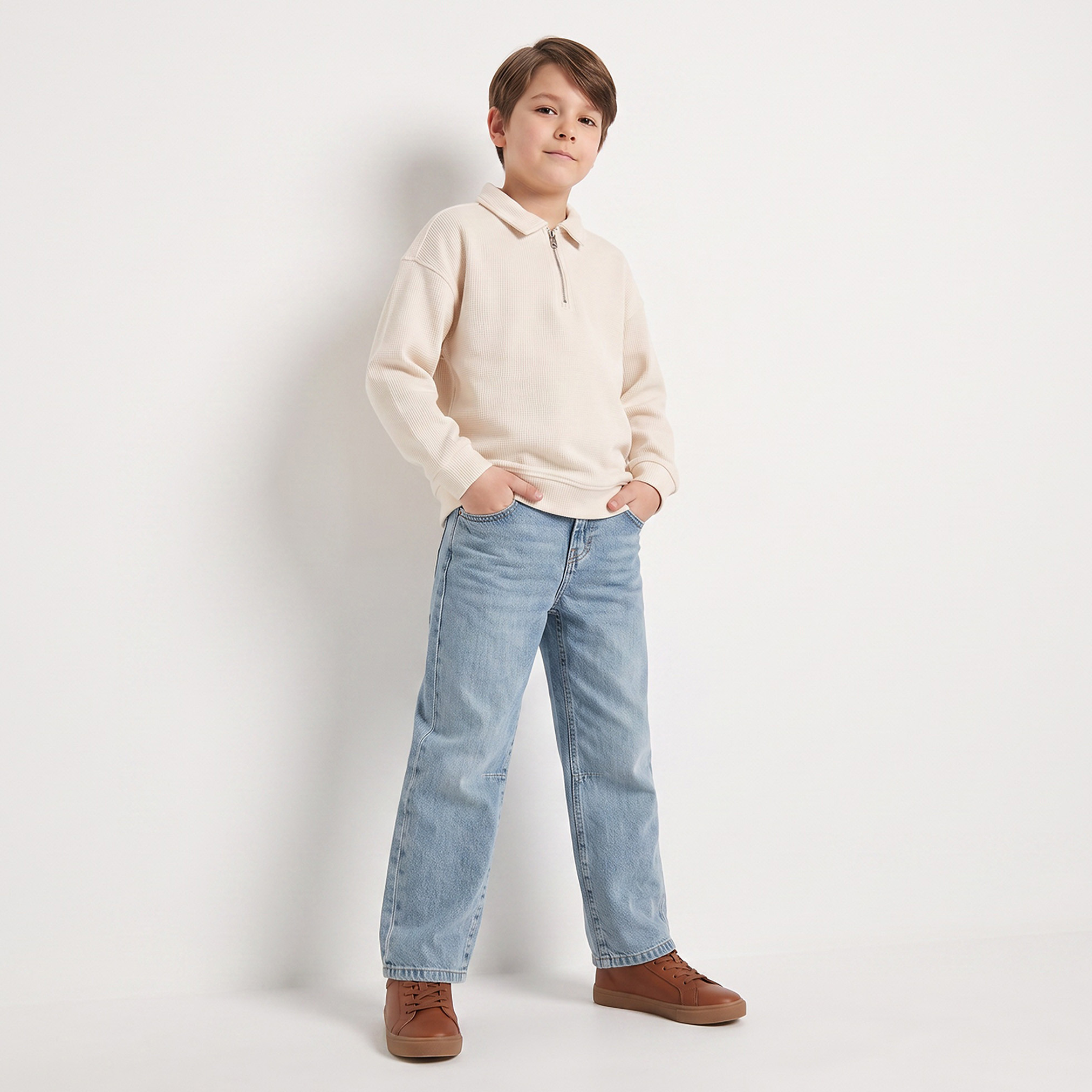 Eligo Collared Sweatshirt with Zip Closure-boys-clothing-winterwear-sweatshirts-image-5