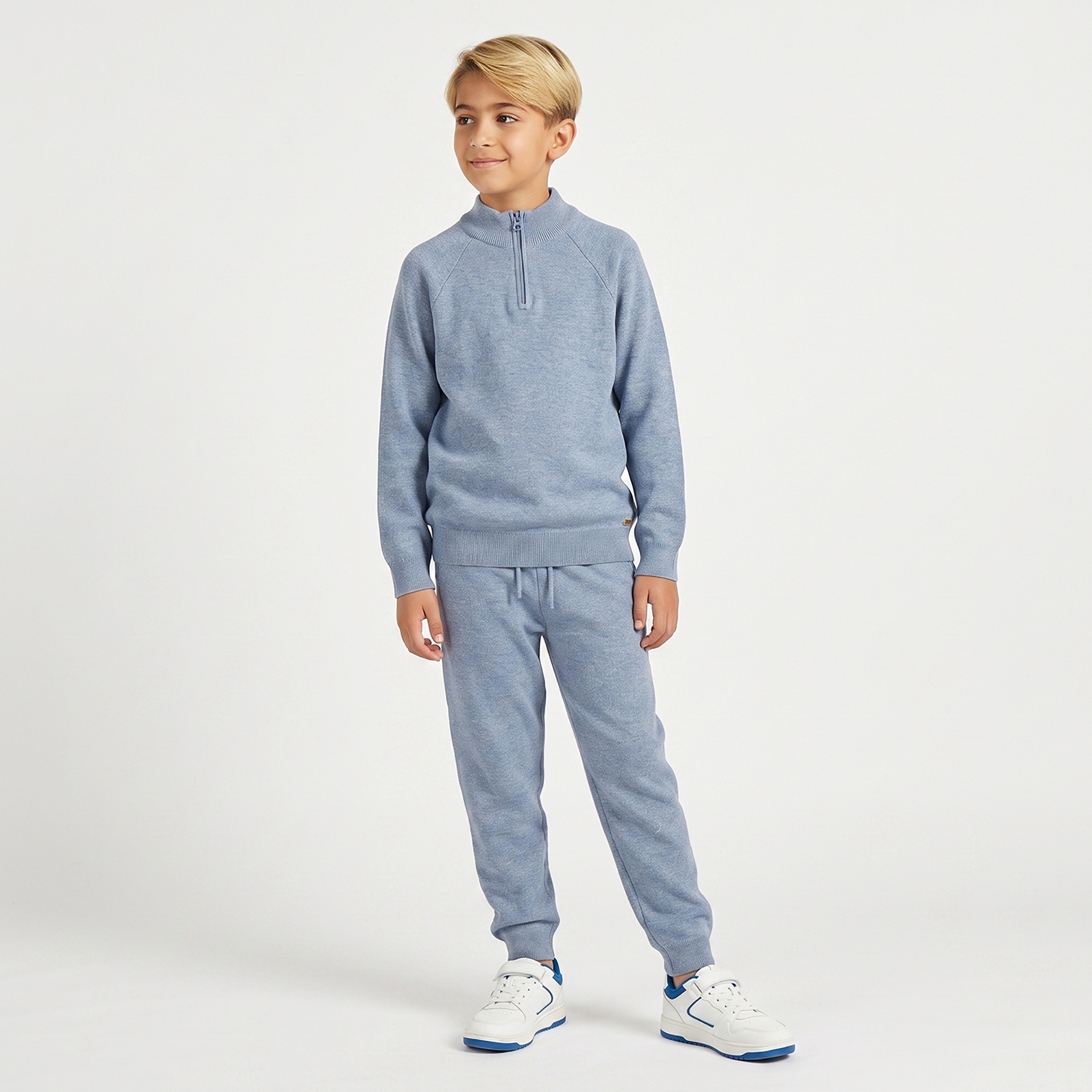 Eligo High Neck Long Sleeves Sweatshirt and Joggers Set with Contrast Design-boys-clothing-setsandcoords-image-1