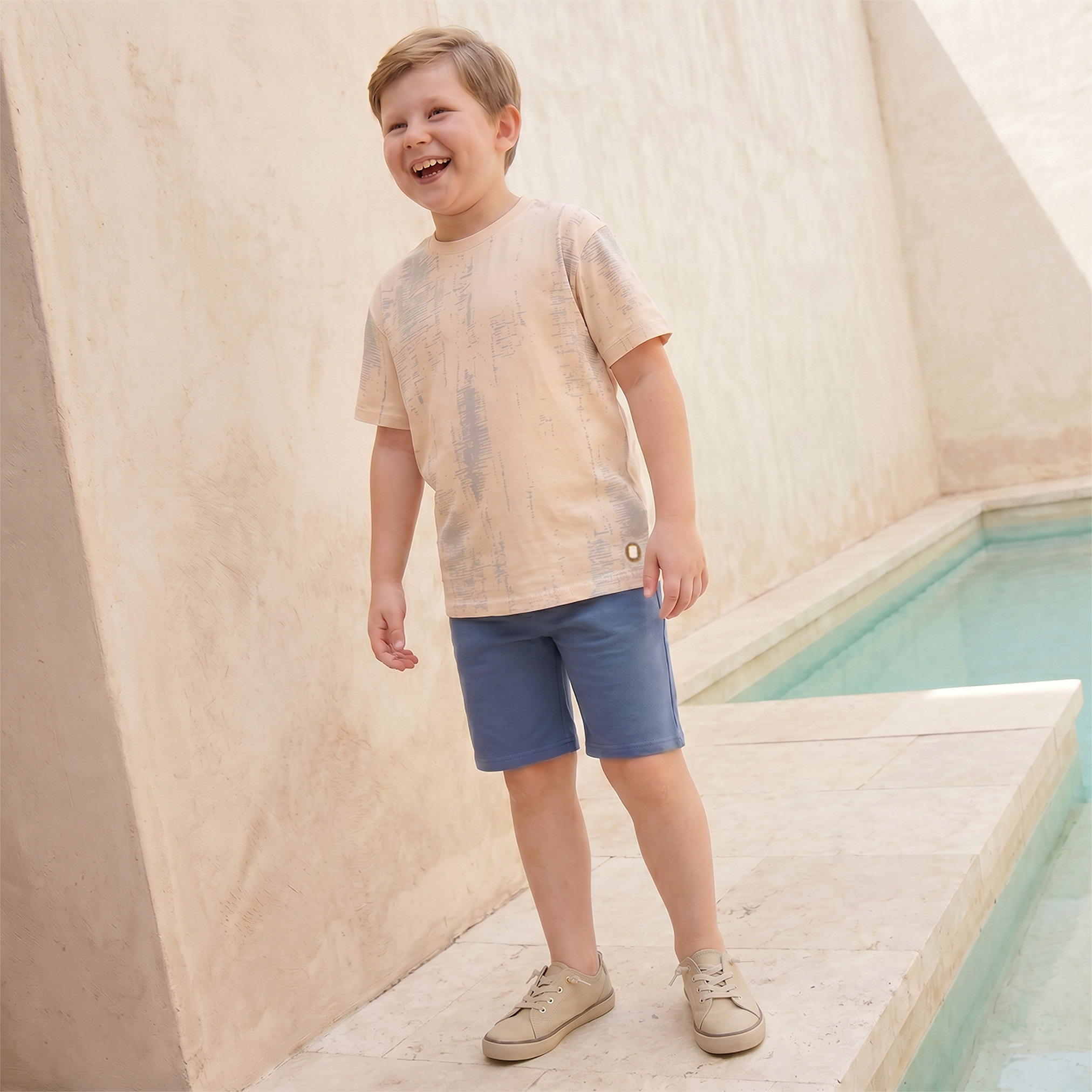 Eligo Crew Neck Short Sleeves T-shirt and Shorts Set with Abstract Print-boys-clothing-setsandcoords-image-1