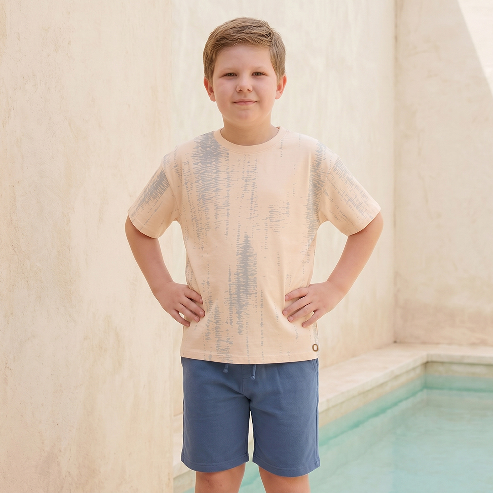 Eligo Crew Neck Short Sleeves T-shirt and Shorts Set with Abstract Print-boys-clothing-setsandcoords-image-2