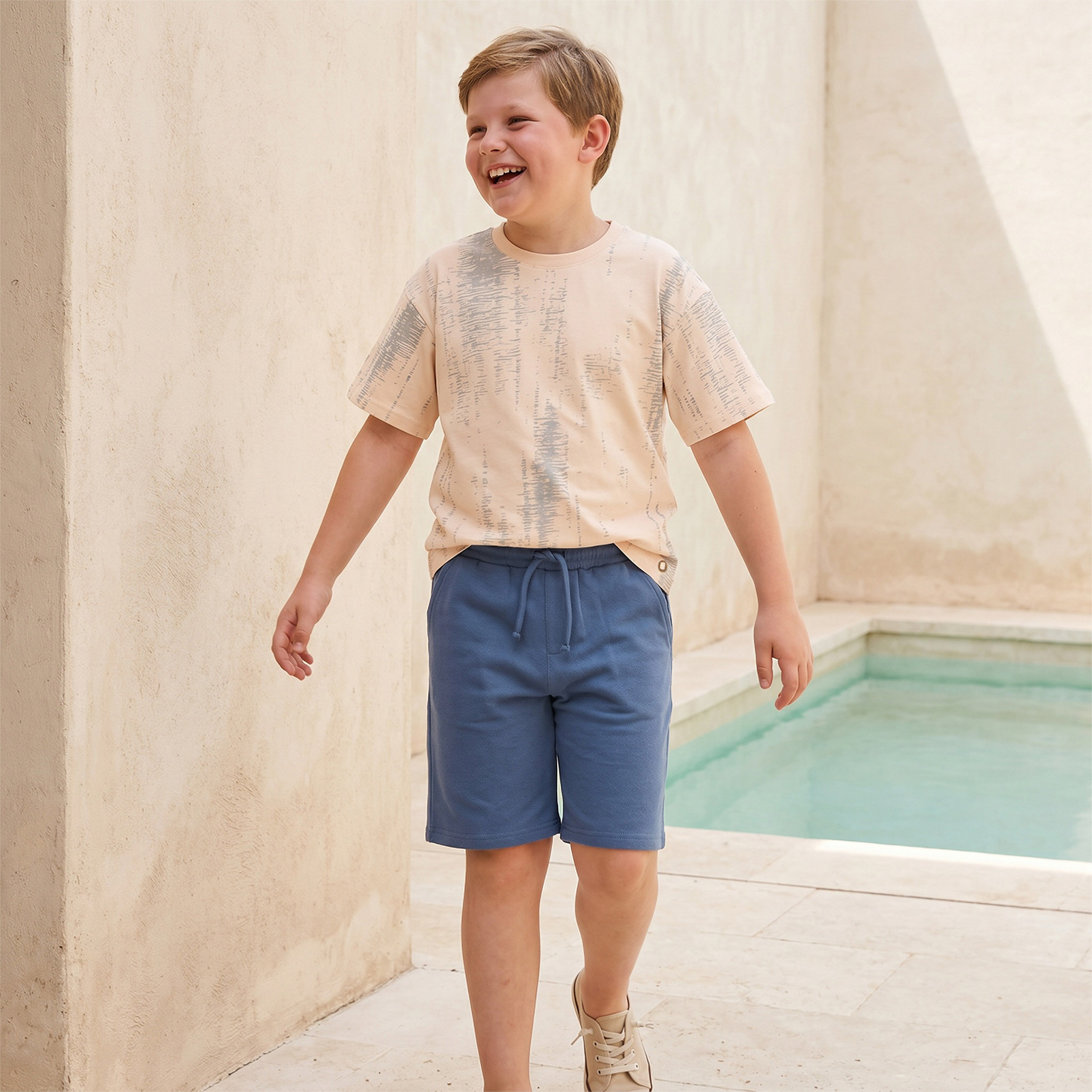 Eligo Crew Neck Short Sleeves T-shirt and Shorts Set with Abstract Print-boys-clothing-setsandcoords-image-6
