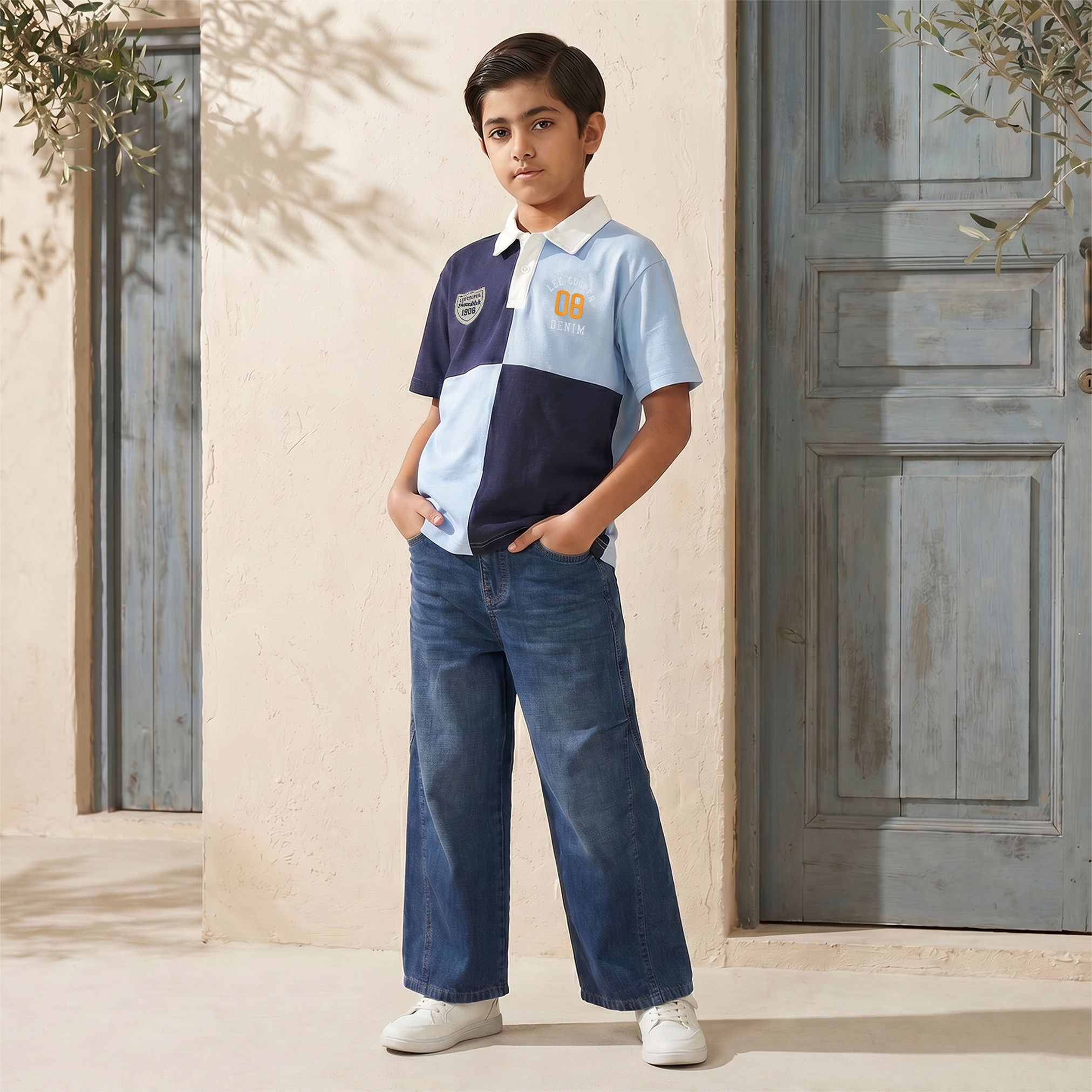 تيشيرت بياقة وأكمام قصيرة وتصميم قوالب ملونة من لي كوبر-boys-clothing-tshirtsandpolos-image-2