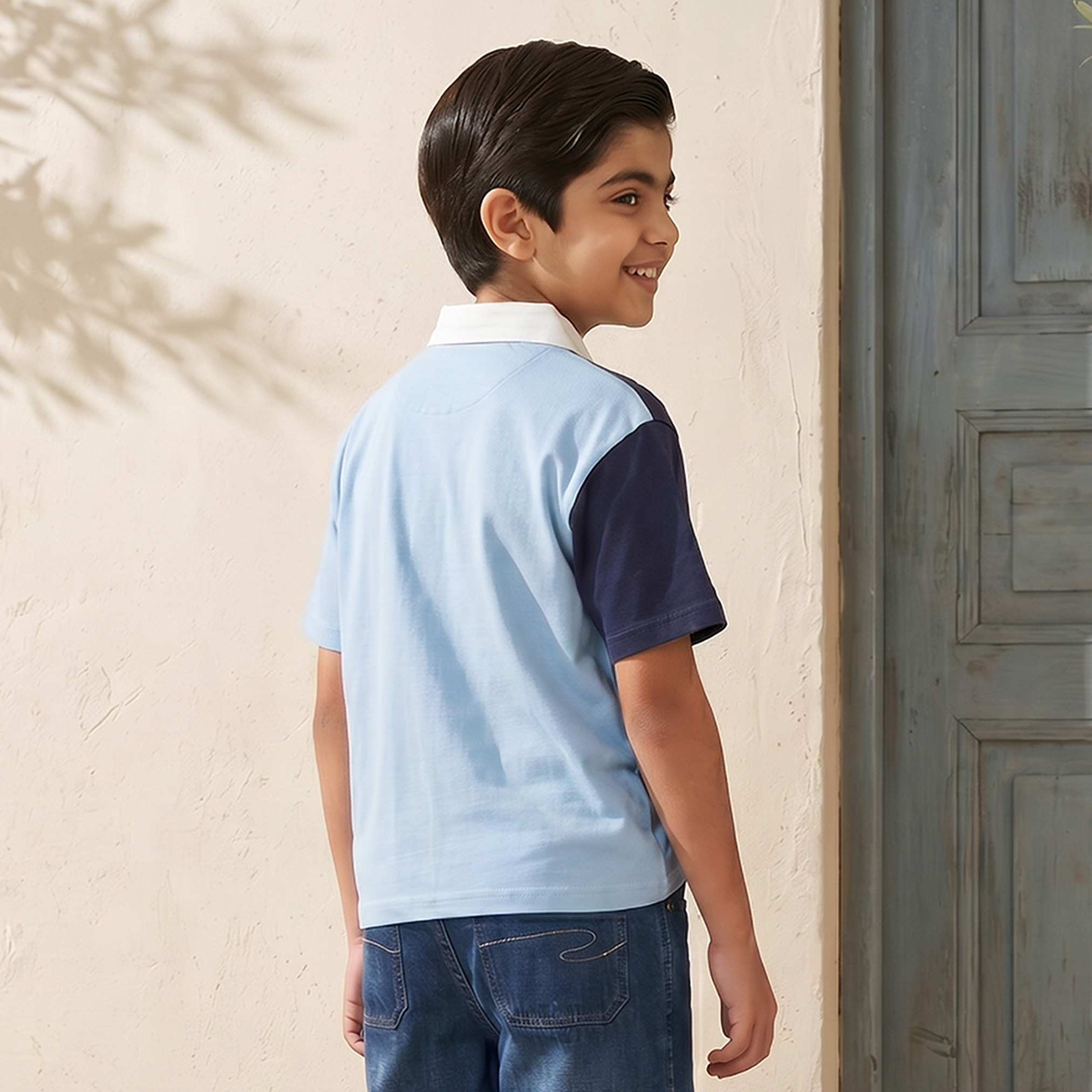 تيشيرت بياقة وأكمام قصيرة وتصميم قوالب ملونة من لي كوبر-boys-clothing-tshirtsandpolos-image-3