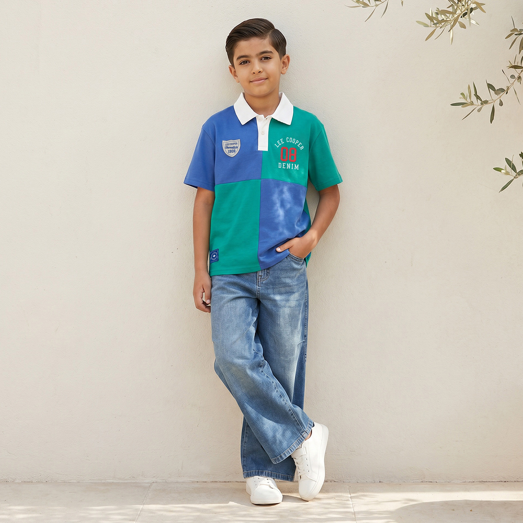 Lee Cooper Collared Short Sleeves T-shirt with Colourblock Design-boys-clothing-tshirtsandpolos-image-2