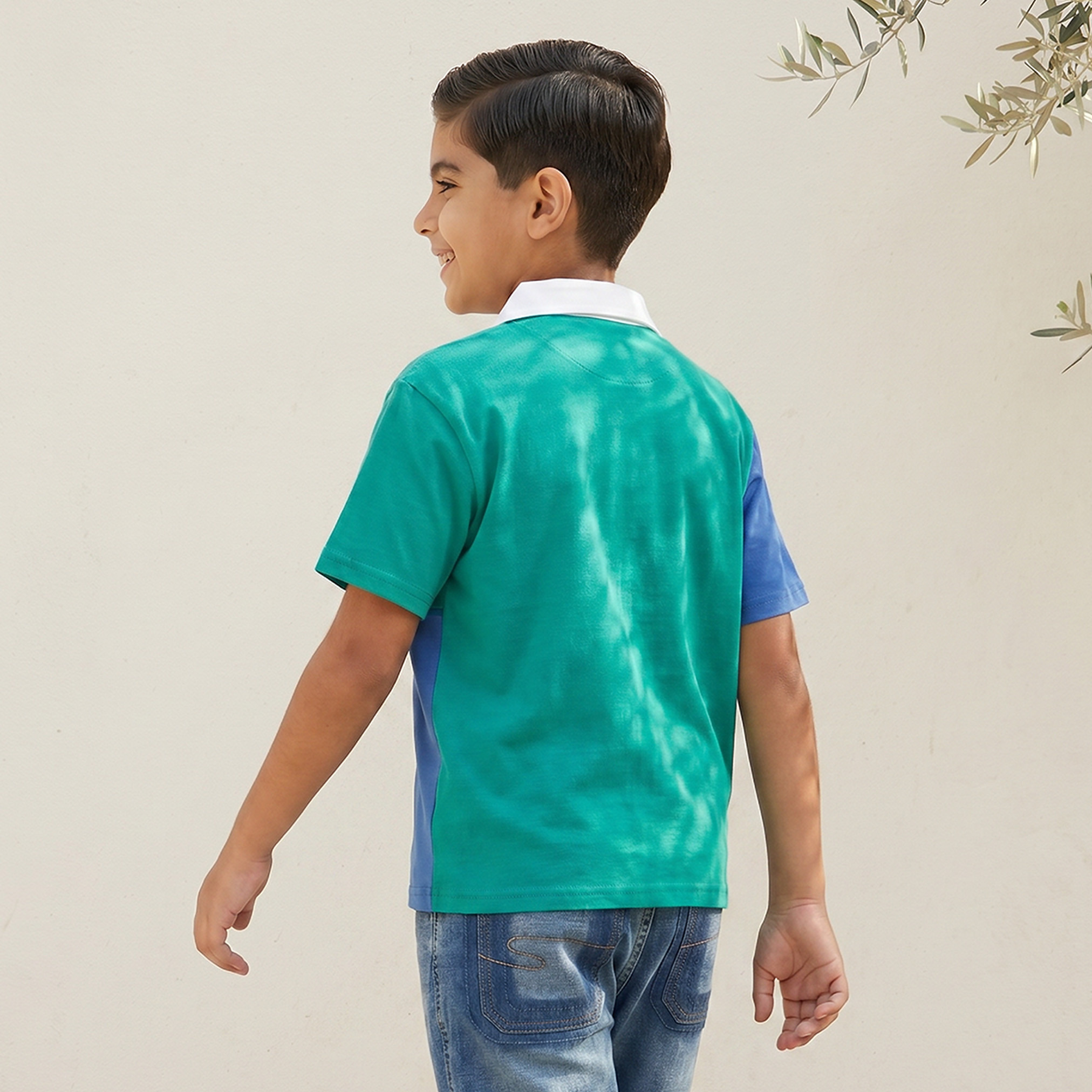 Lee Cooper Collared Short Sleeves T-shirt with Colourblock Design-boys-clothing-tshirtsandpolos-image-3