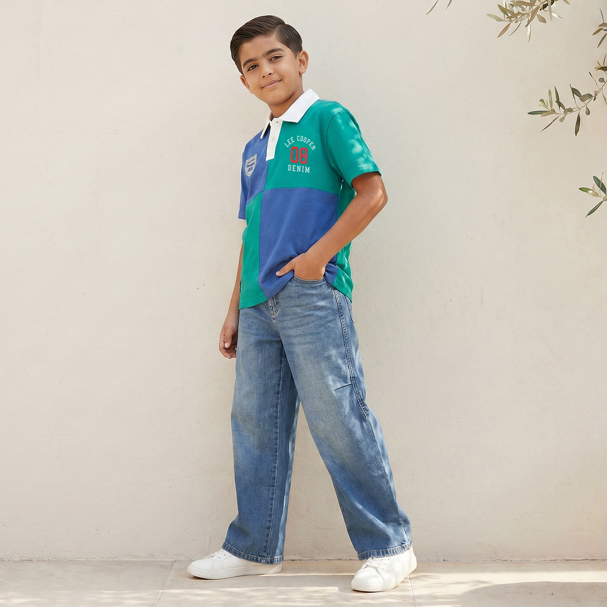 Lee Cooper Collared Short Sleeves T-shirt with Colourblock Design-boys-clothing-tshirtsandpolos-image-5