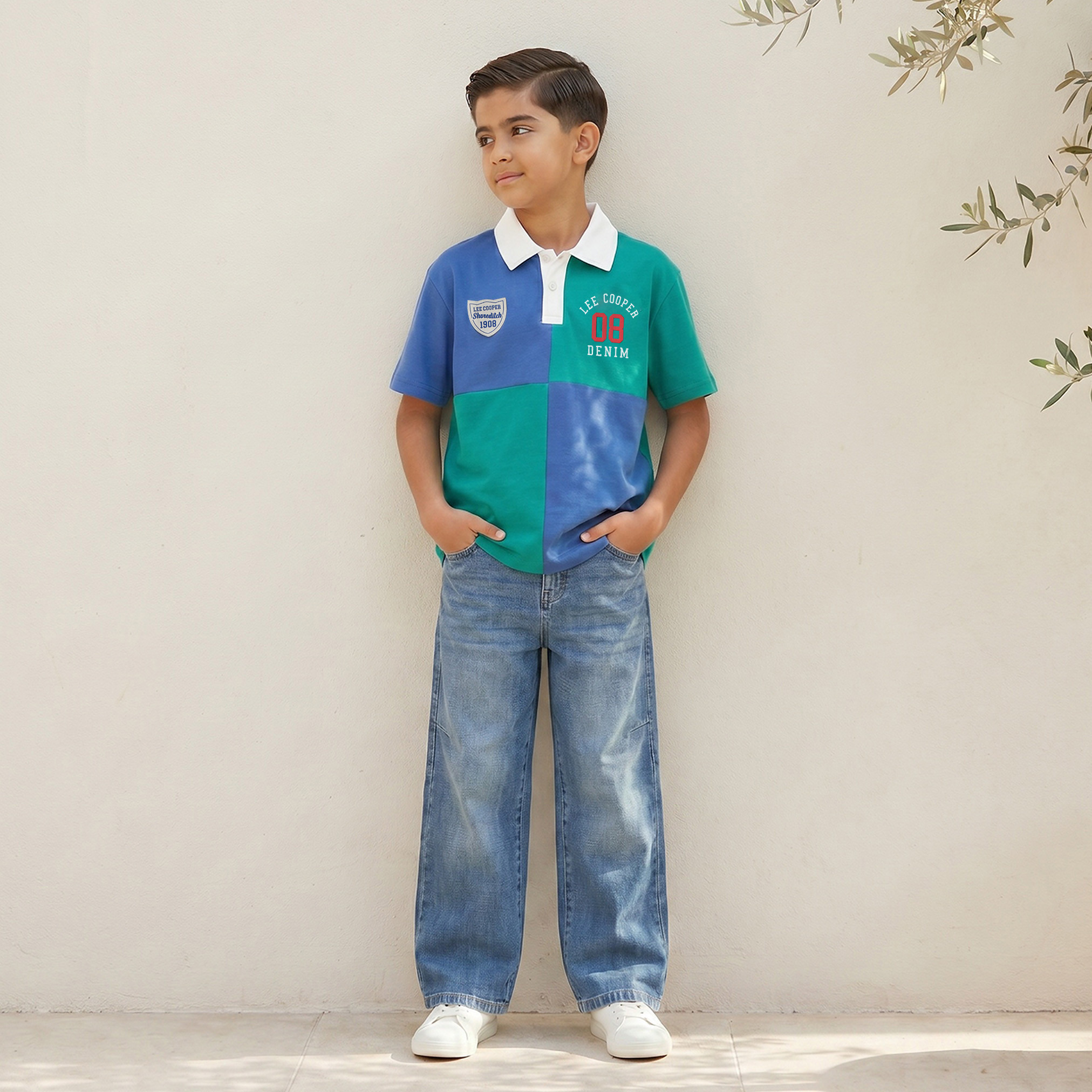 Lee Cooper Collared Short Sleeves T-shirt with Colourblock Design-boys-clothing-tshirtsandpolos-image-6