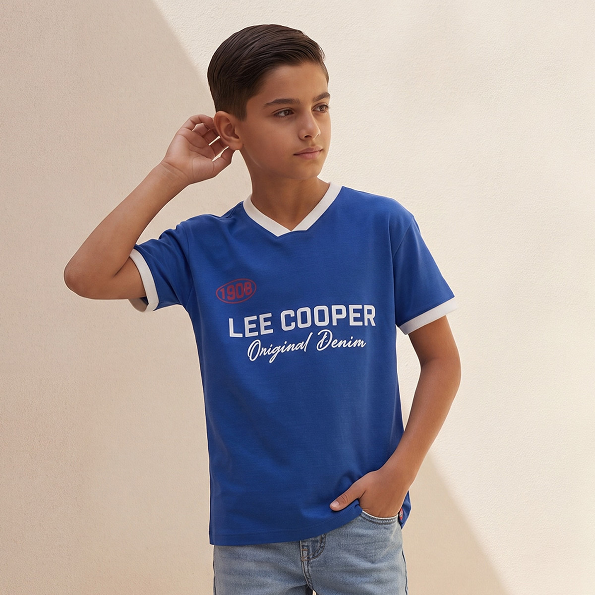 Lee Cooper V-neck Short Sleeves T-shirt with Logo Print-boys-clothing-tshirtsandpolos-image-1