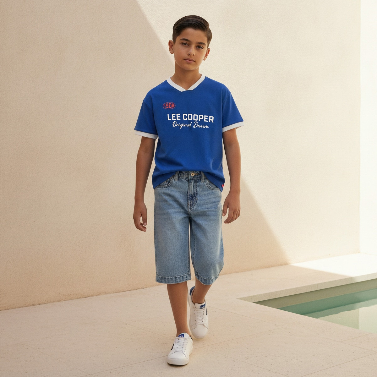 Lee Cooper V-neck Short Sleeves T-shirt with Logo Print-boys-clothing-tshirtsandpolos-image-2