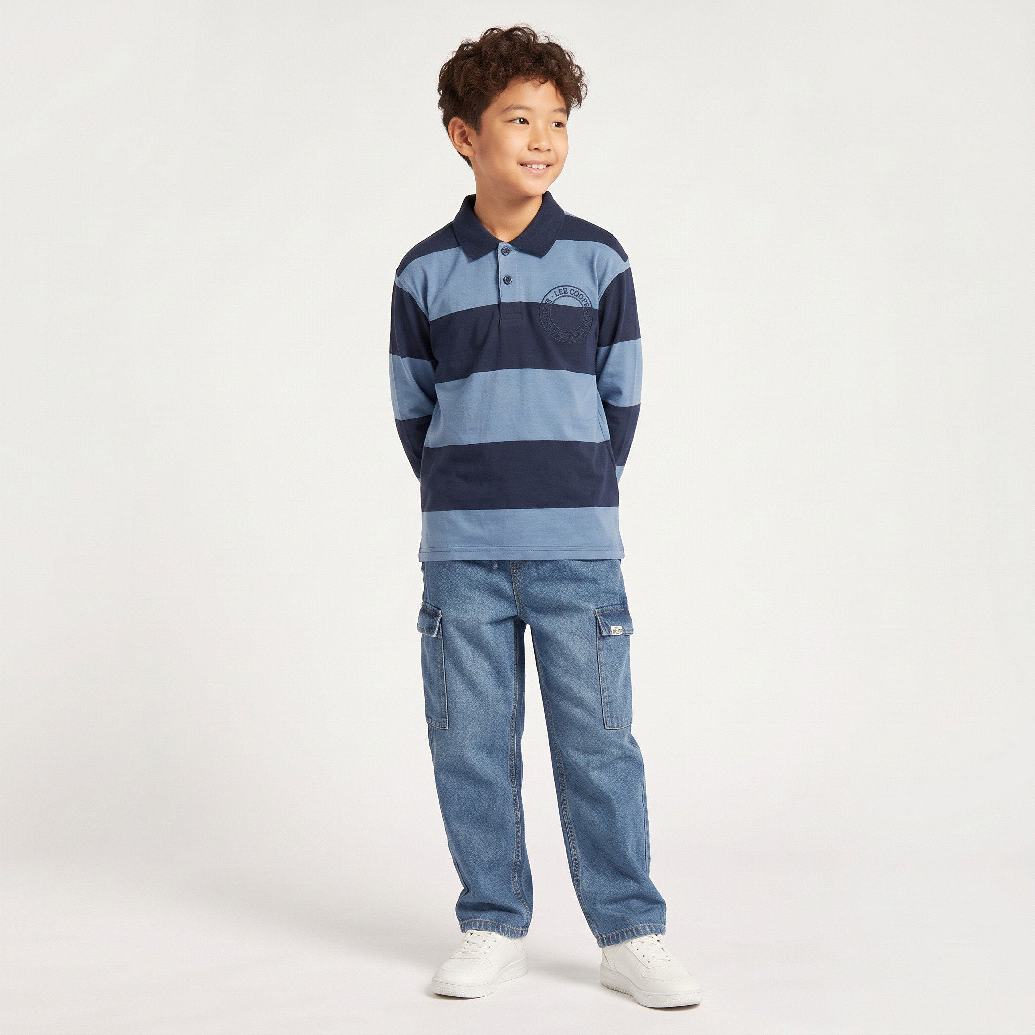 Lee Cooper Collared Long Sleeves Polo T-shirt with Stripes-boys-clothing-tshirtsandpolos-image-6