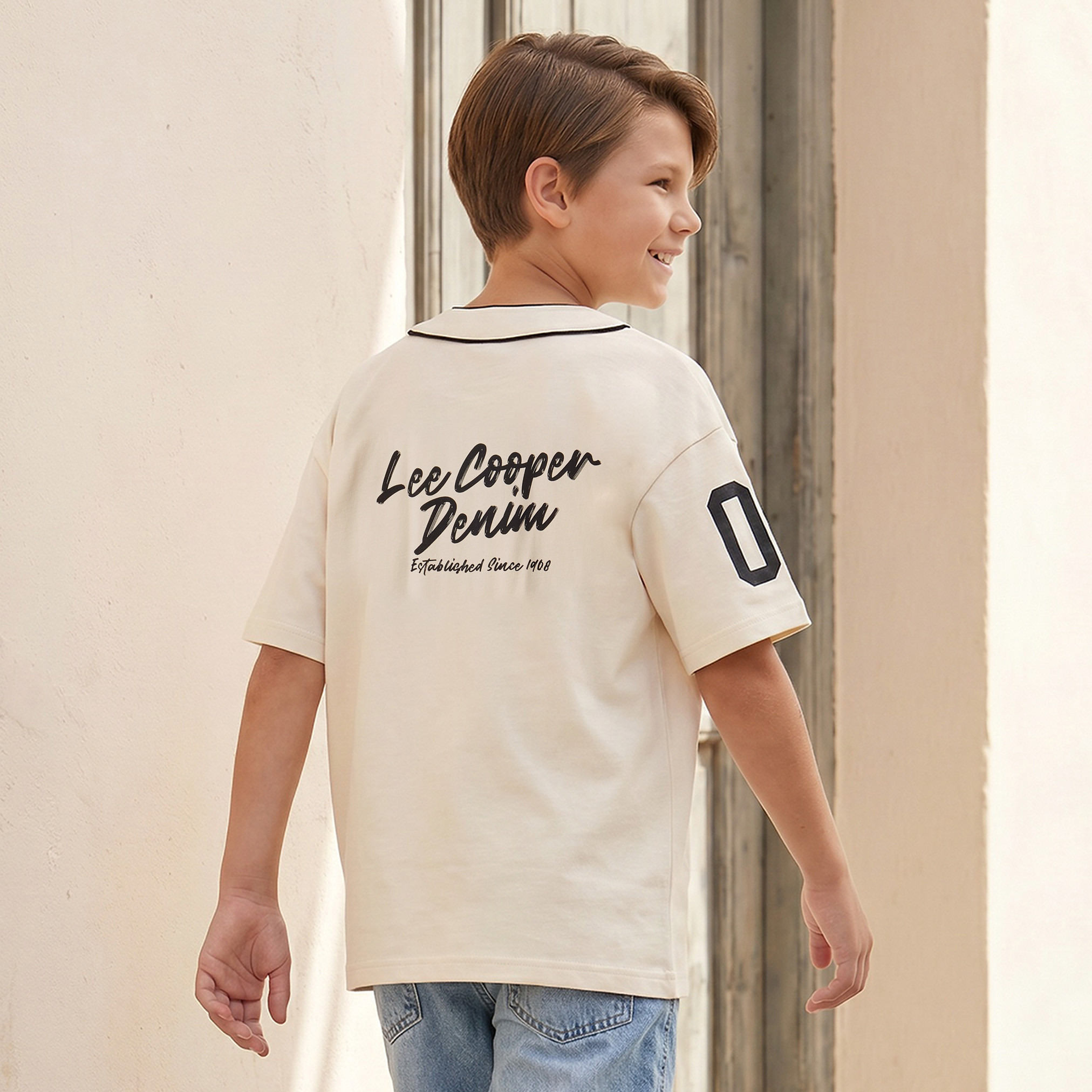 قميص بيسبول بأكمام قصيرة وحواف بخطوط بارزة من لي كوبر-boys-clothing-shirts-image-3
