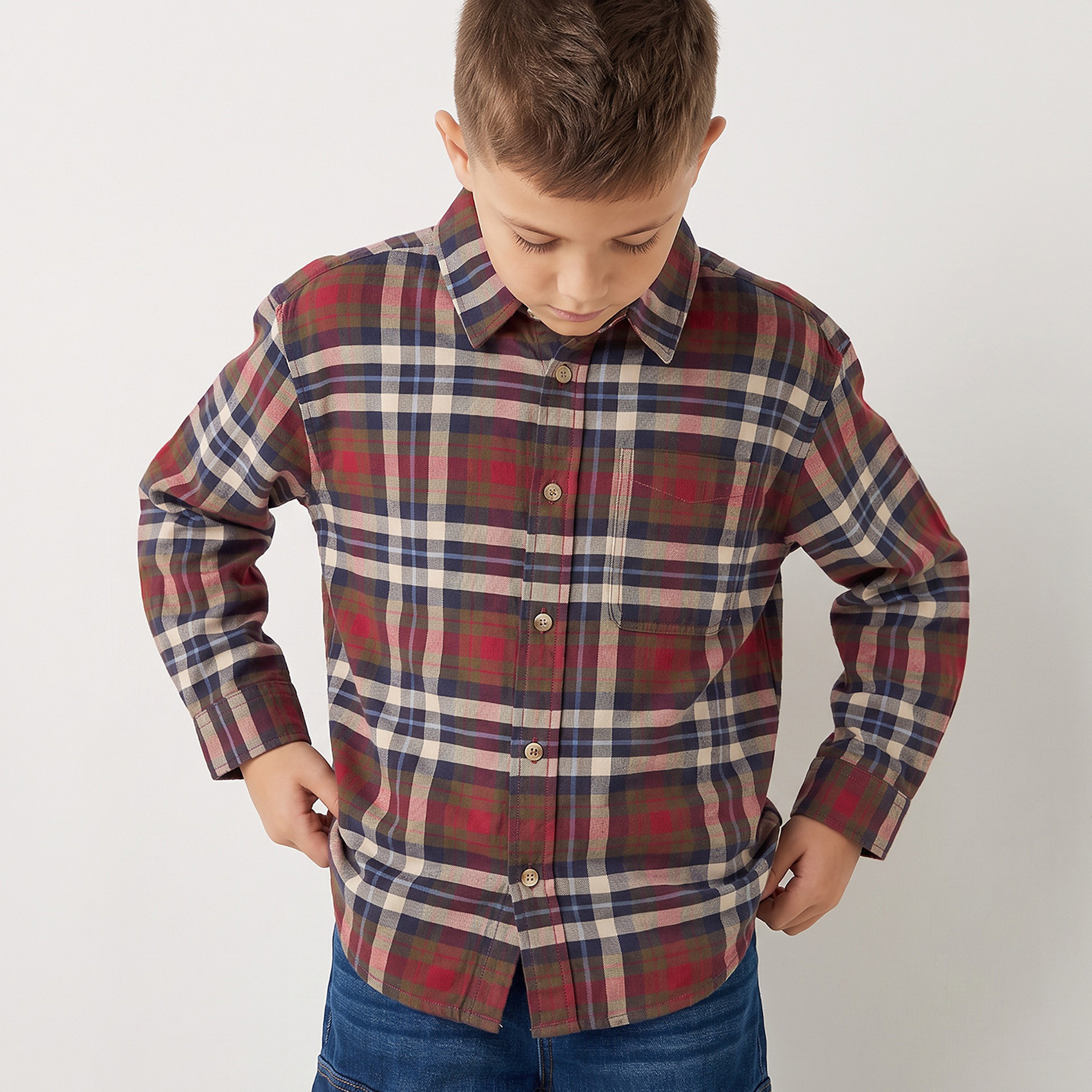 Lee Cooper Long Sleeves Shirt with Checks-boys-clothing-shirts-image-1