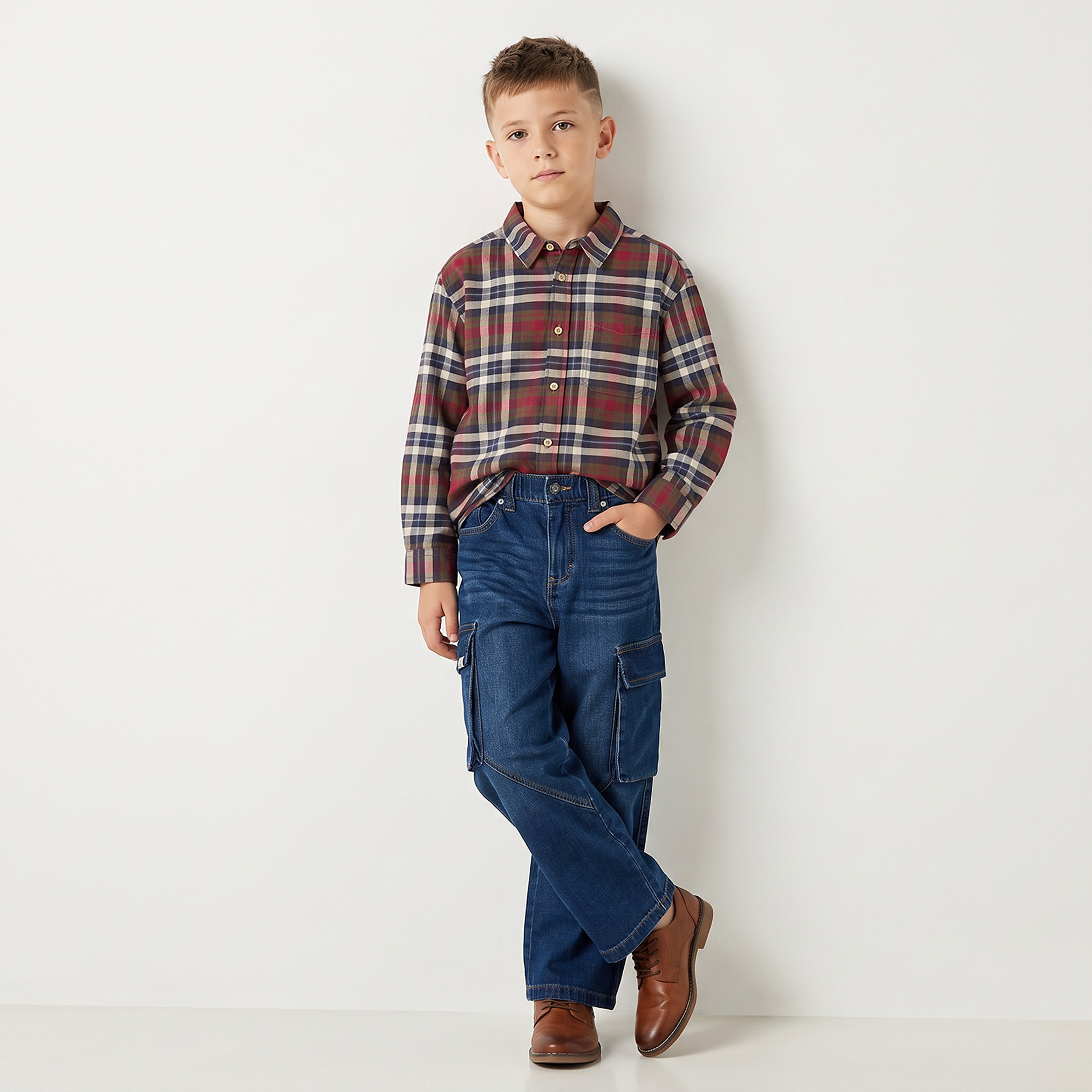 Lee Cooper Long Sleeves Shirt with Checks-boys-clothing-shirts-image-2