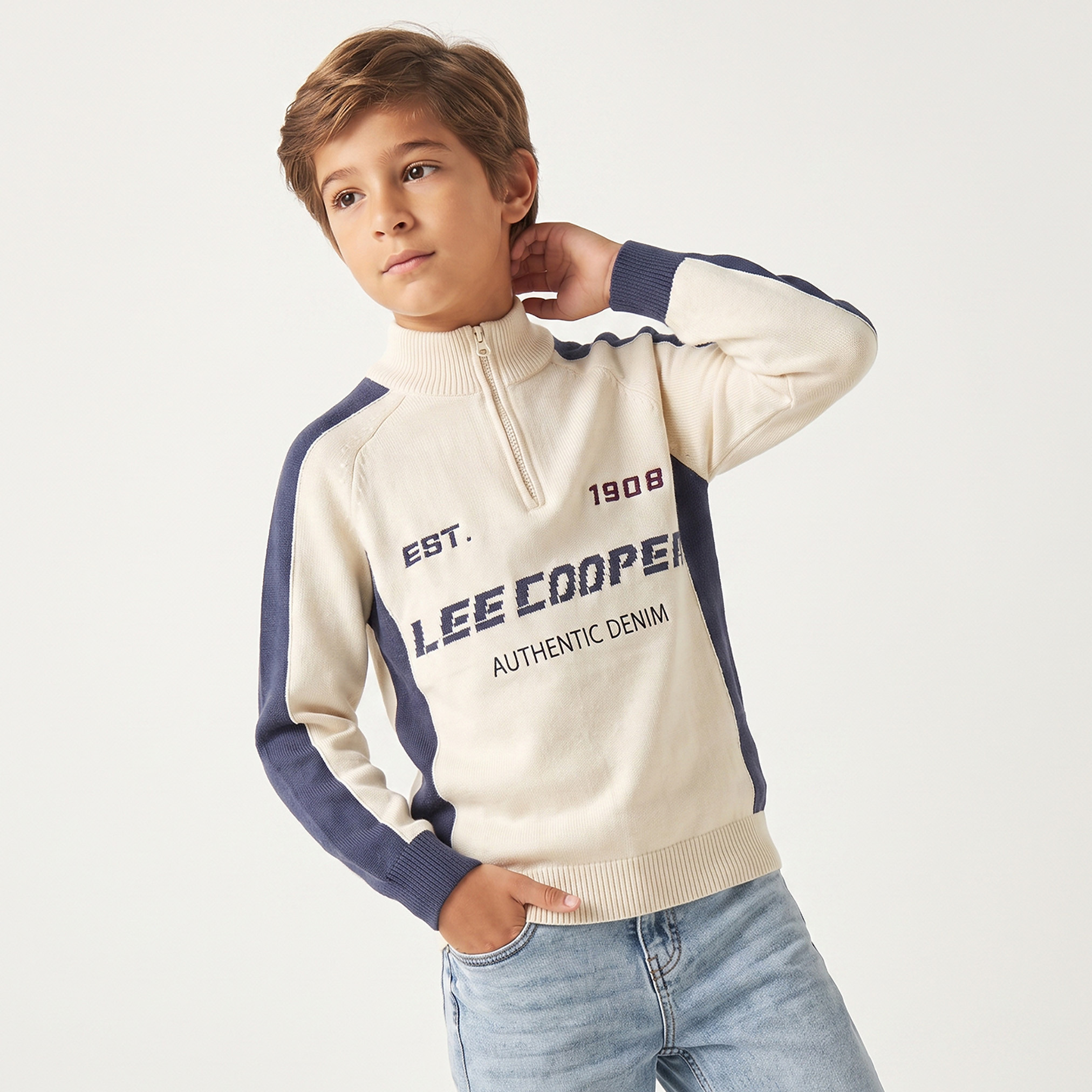 Lee Cooper Embroidered Sweater with Long Sleeves-boys-clothing-jumpersandcardigans-image-1