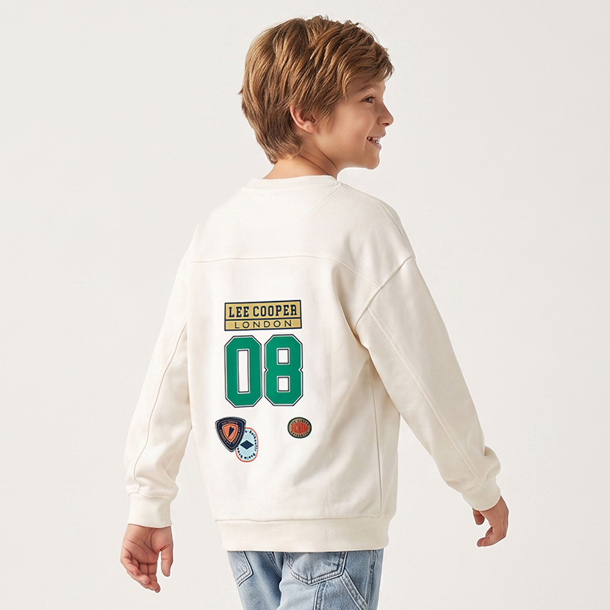 Lee Cooper Badge Print Sweatshirt with Long Sleeves-boys-clothing-sweatshirts-image-2