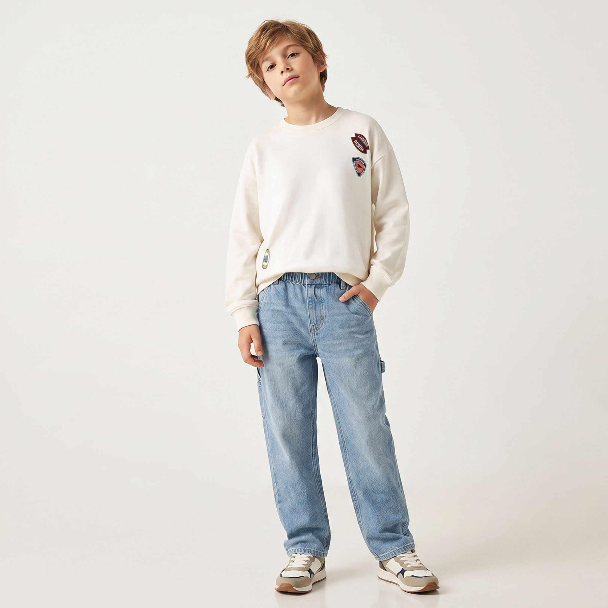Lee Cooper Badge Print Sweatshirt with Long Sleeves-boys-clothing-sweatshirts-image-4