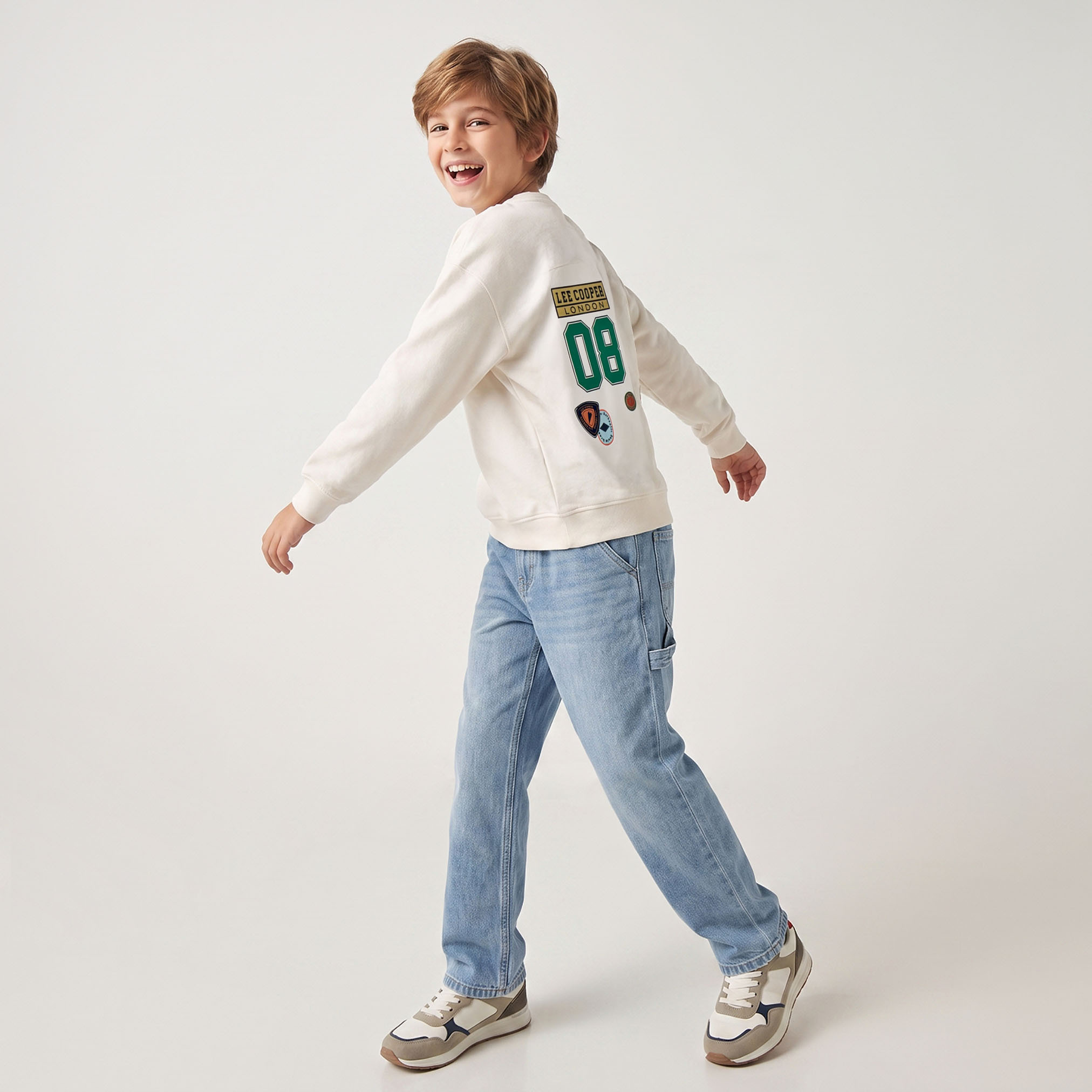 Lee Cooper Badge Print Sweatshirt with Long Sleeves-boys-clothing-sweatshirts-image-5