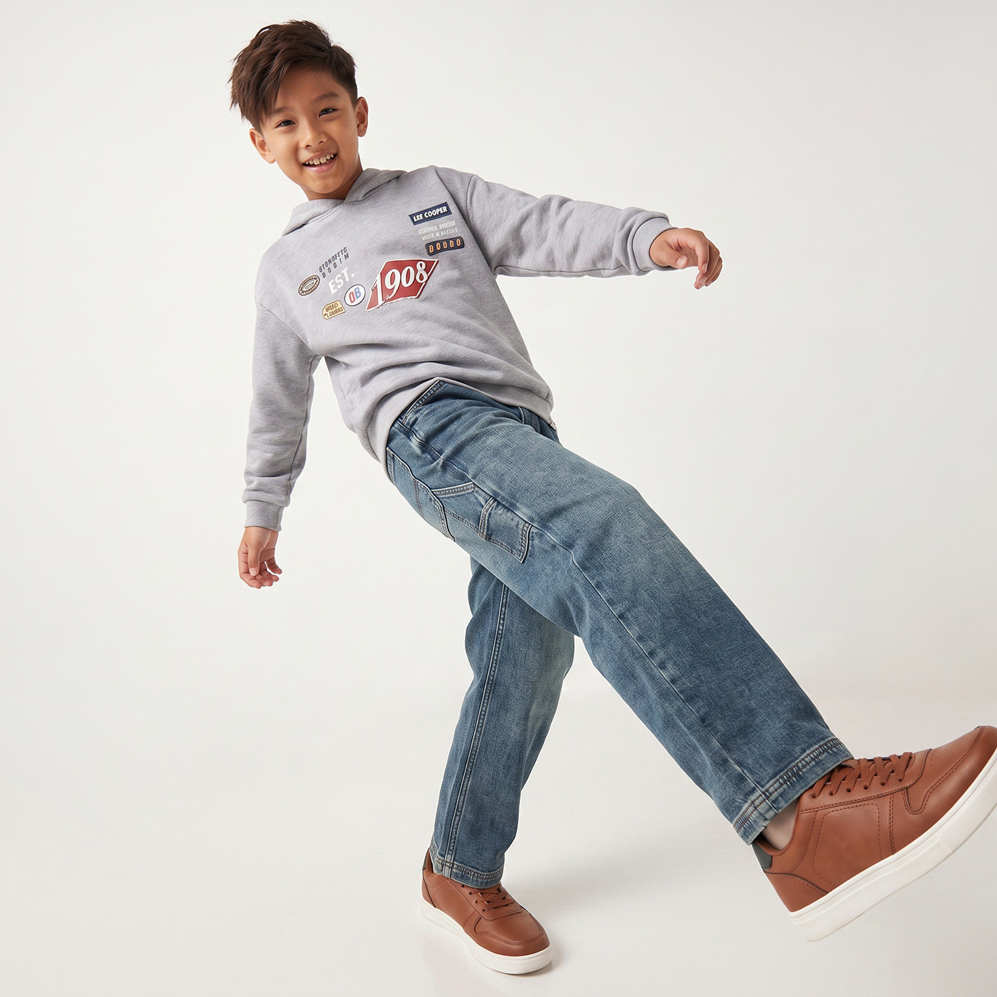 سويت شيرت بقبعة وطبعات شعار من لي كوبر-boys-clothing-winterwear-sweatshirts-image-5