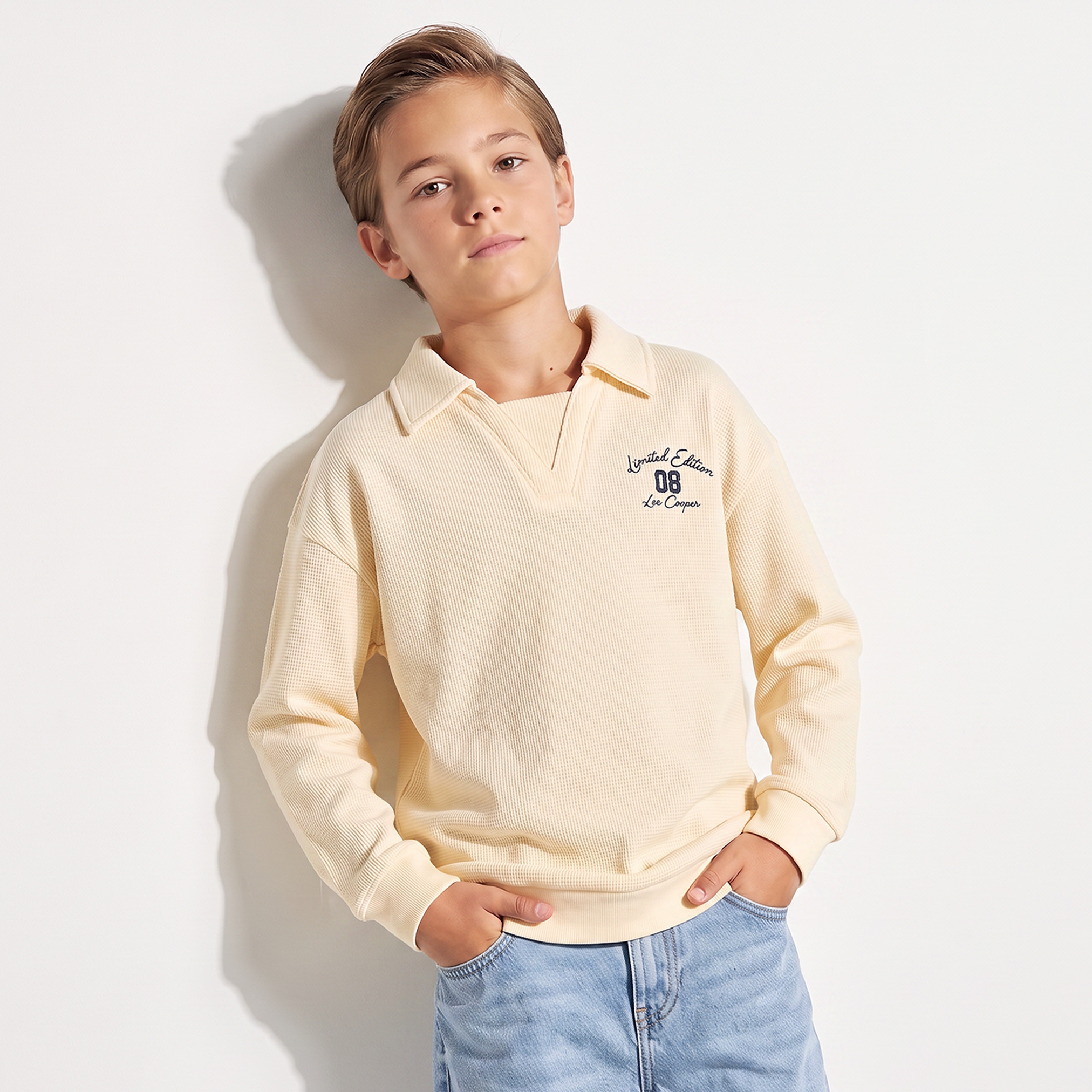 سويت شيرت بياقة عادية وتطريز شعار من لي كوبر-boys-clothing-winterwear-sweatshirts-image-1